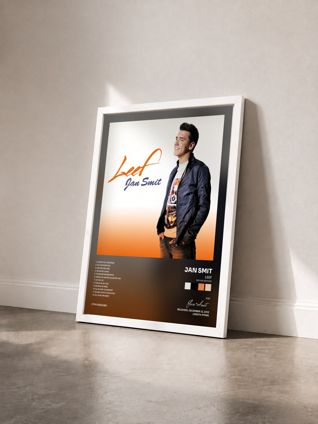 #blanc Tableau de l'album Leef (Deluxe Edition) de Jan Smit vu de trois quarts, cadre blanc