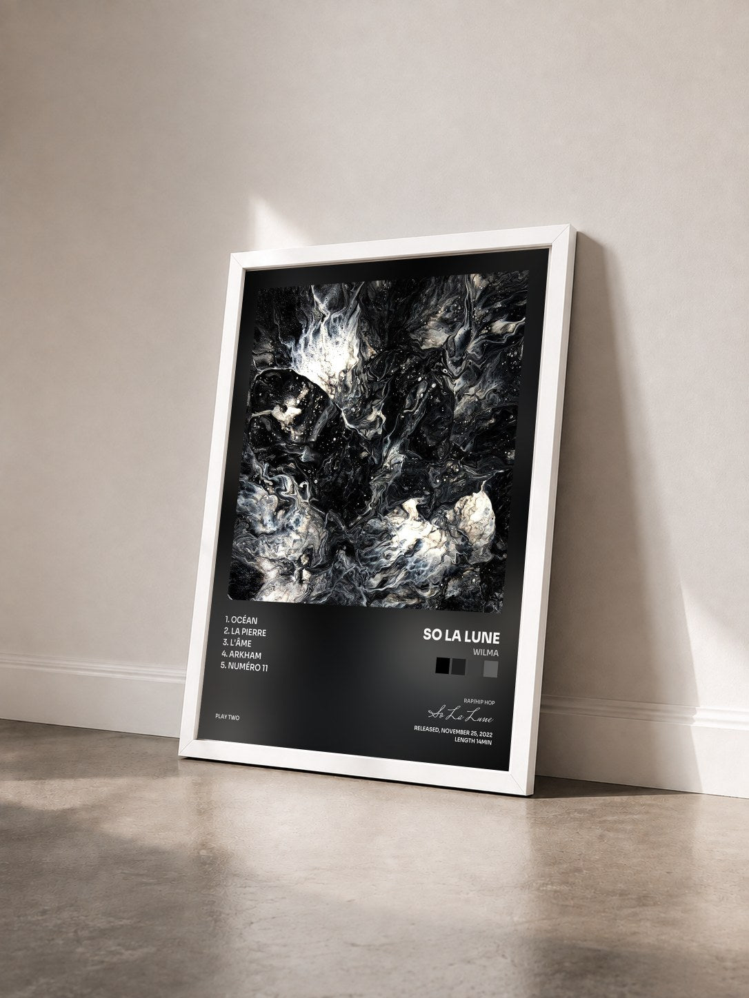 #blanc Tableau de l'album Wilma de So La Lune vu de trois quarts, cadre blanc