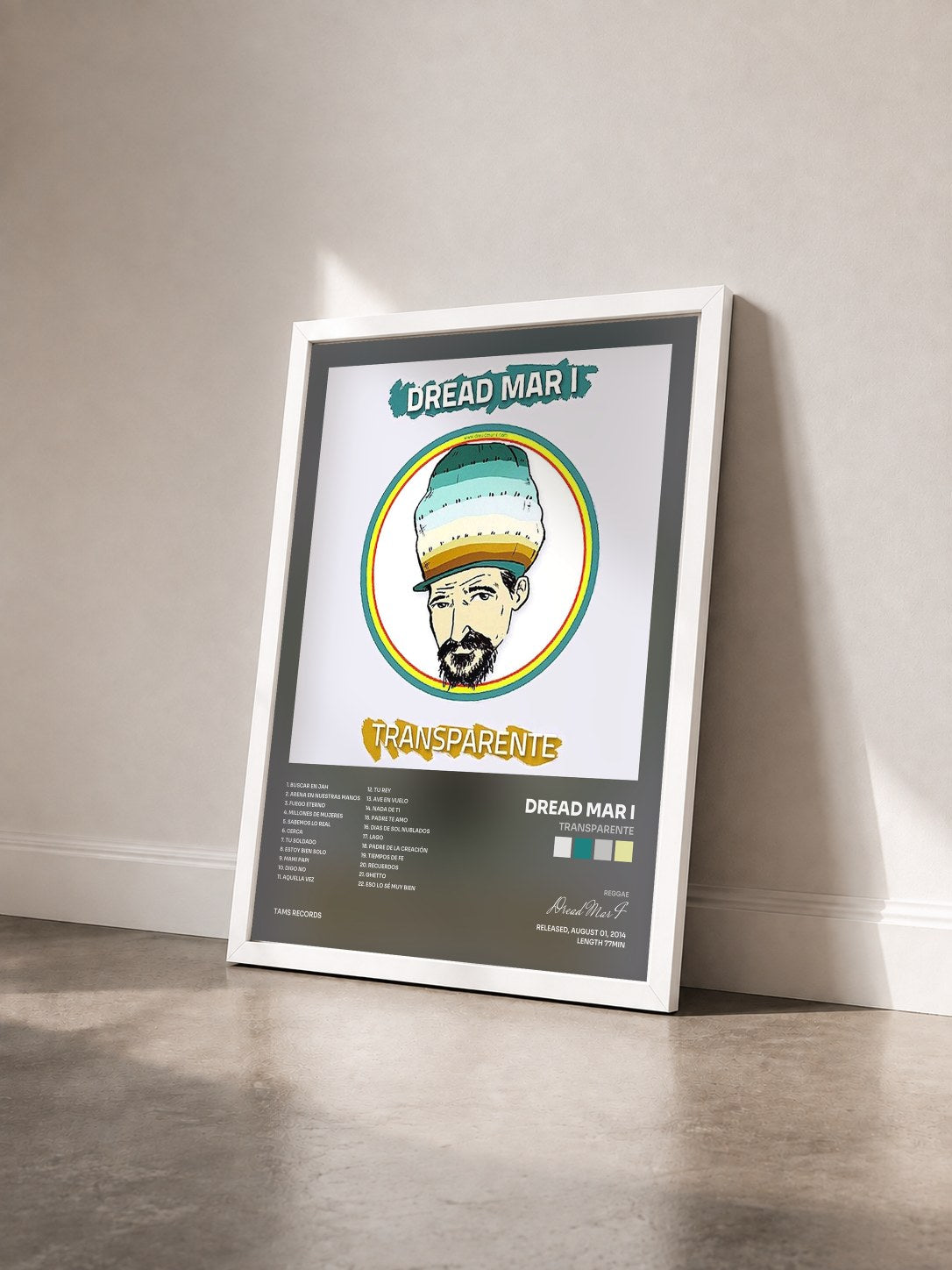 #blanc Tableau de l'album Transparente de Dread Mar I vu de trois quarts, cadre blanc