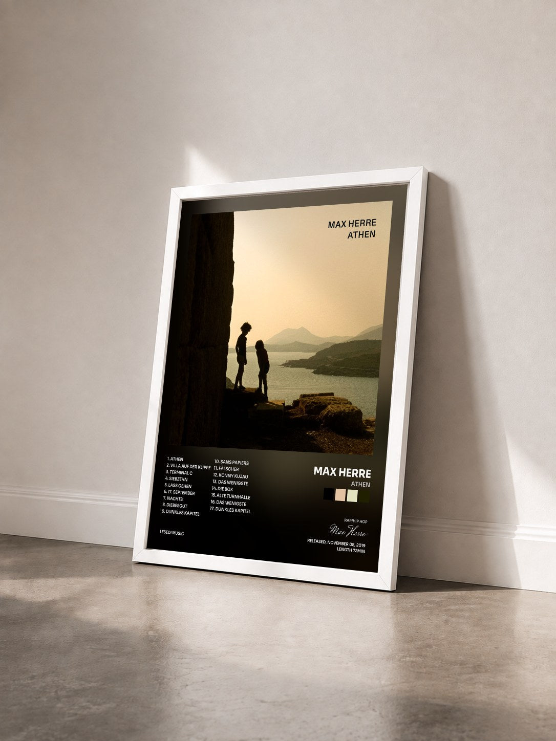 #blanc Tableau de l'album ATHEN de Max Herre vu de trois quarts, cadre blanc
