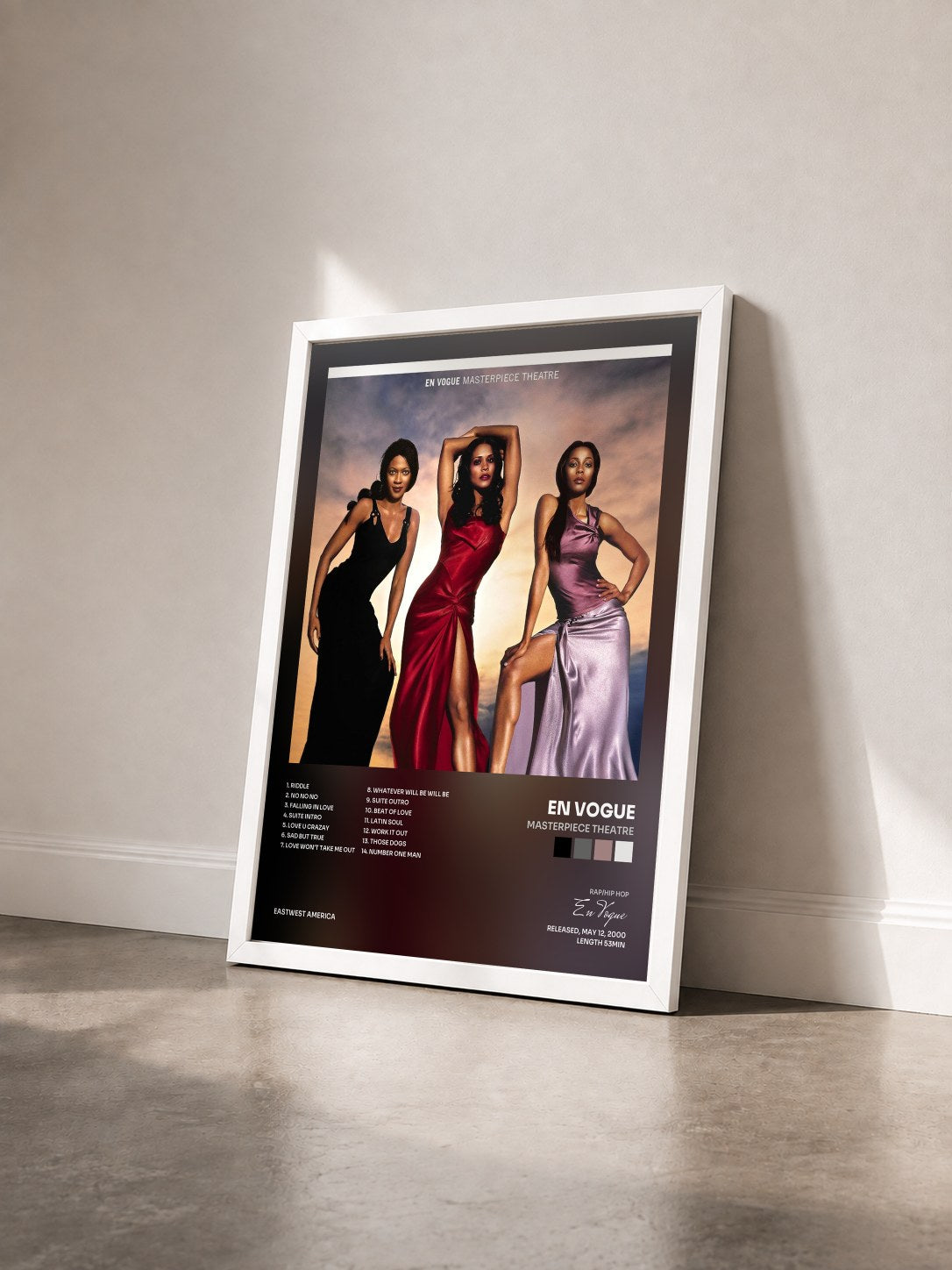 #blanc Tableau de l'album Masterpiece Theatre de En Vogue vu de trois quarts, cadre blanc