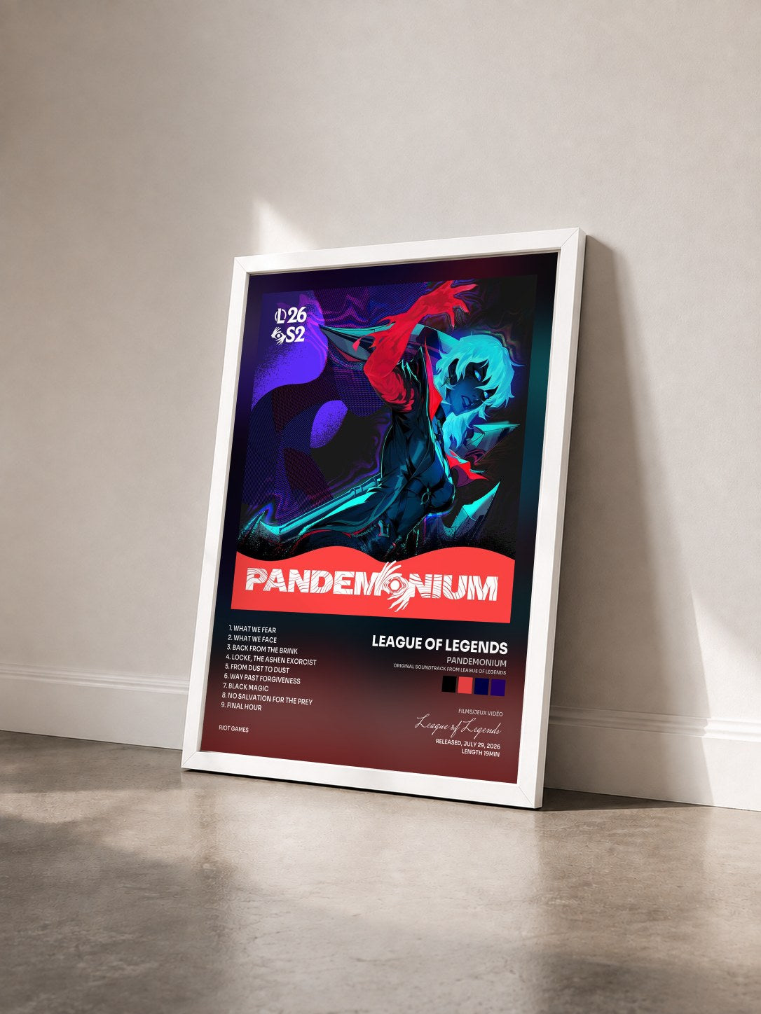 #blanc Tableau de l'album Pandemonium (Original Soundtrack from League of Legends) de League of Legends vu de trois quarts, cadre blanc