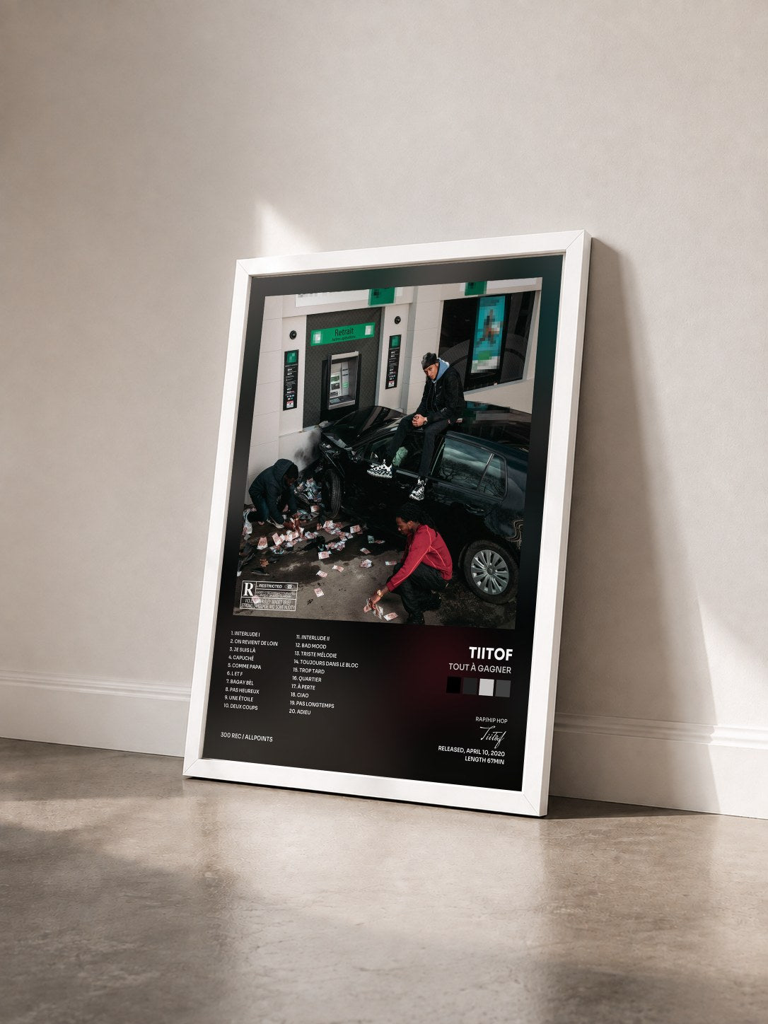 #blanc Tableau de l'album Tout à gagner de Tiitof vu de trois quarts, cadre blanc