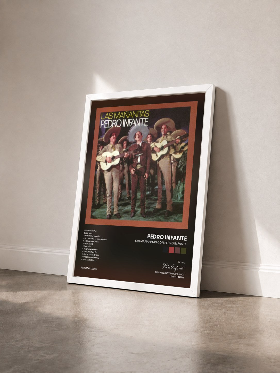 #blanc Tableau de l'album Las Mañanitas con Pedro Infante de Pedro Infante vu de trois quarts, cadre blanc
