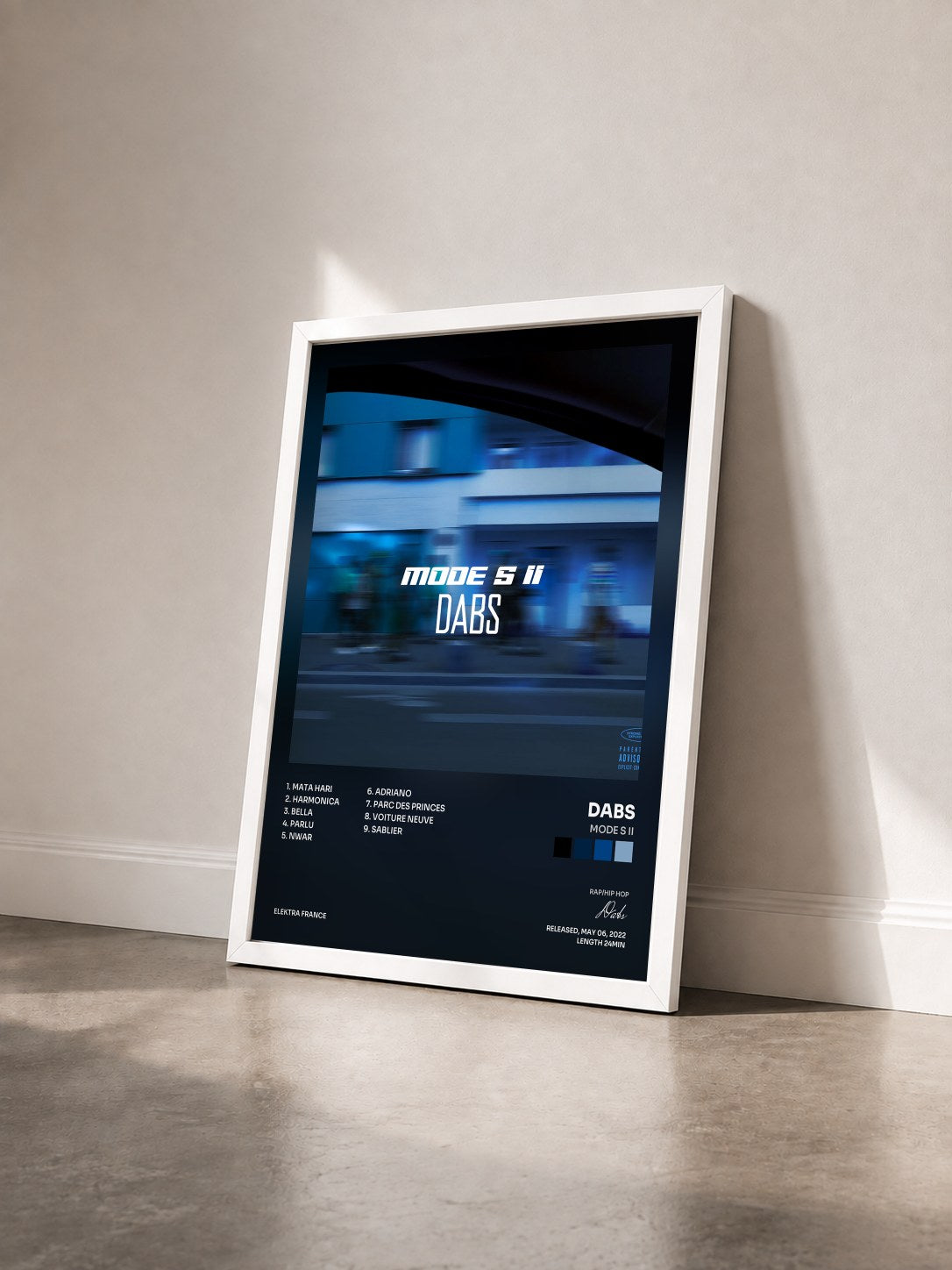 #blanc Tableau de l'album Mode S II de Dabs vu de trois quarts, cadre blanc
