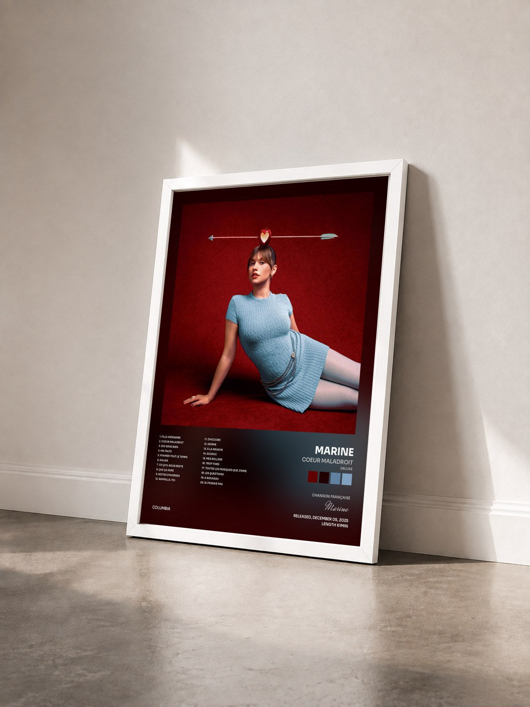 #blanc Tableau de l'album Coeur maladroit (Deluxe) de Marine vu de trois quarts, cadre blanc