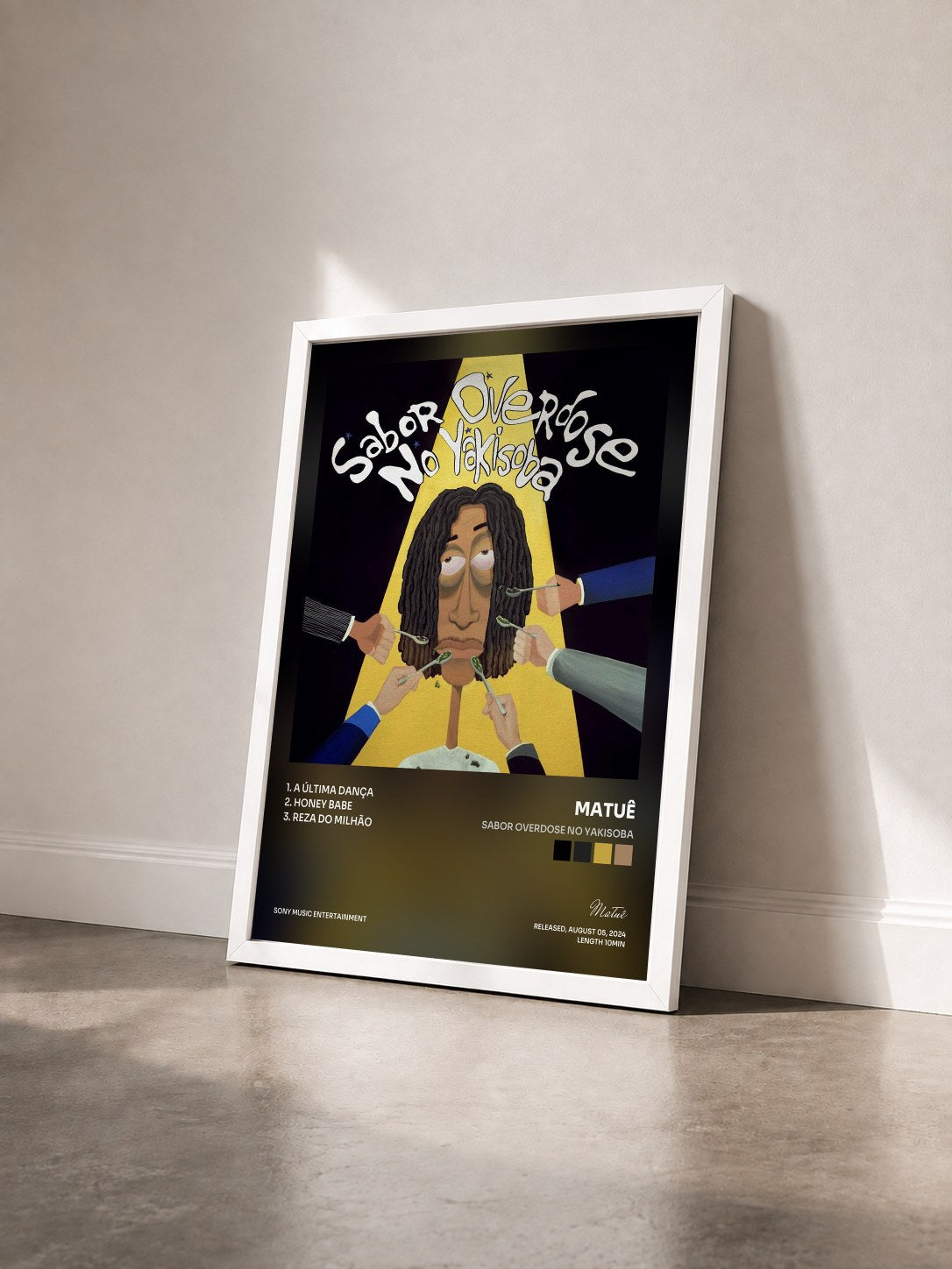 #blanc Tableau de l'album Sabor Overdose no Yakisoba de Matuê vu de trois quarts, cadre blanc