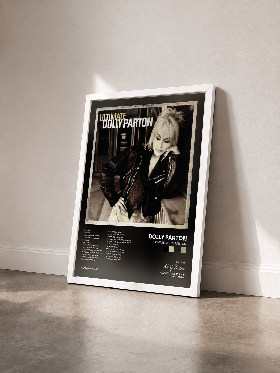 #blanc Tableau de l'album Ultimate Dolly Parton de Dolly Parton vu de trois quarts, cadre blanc