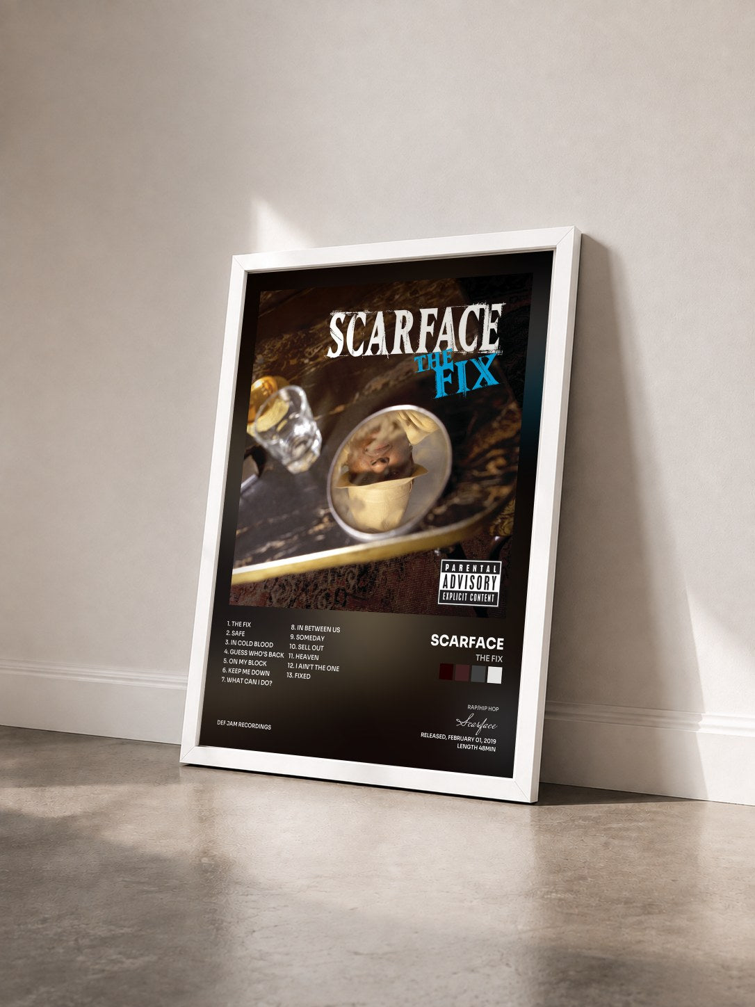 #blanc Tableau de l'album The Fix de Scarface vu de trois quarts, cadre blanc
