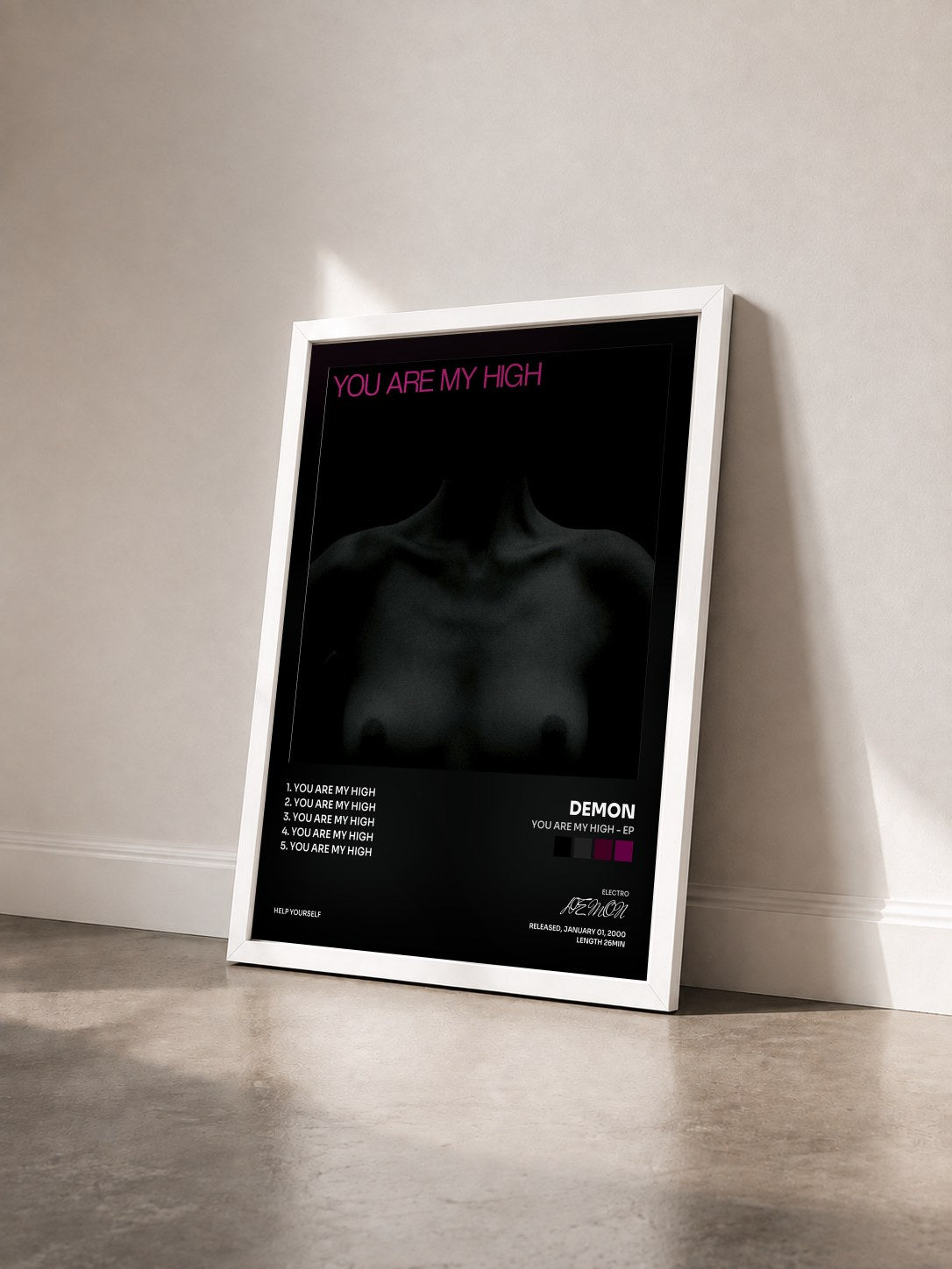 #blanc Tableau de l'album You Are My High - EP de DEMON vu de trois quarts, cadre blanc