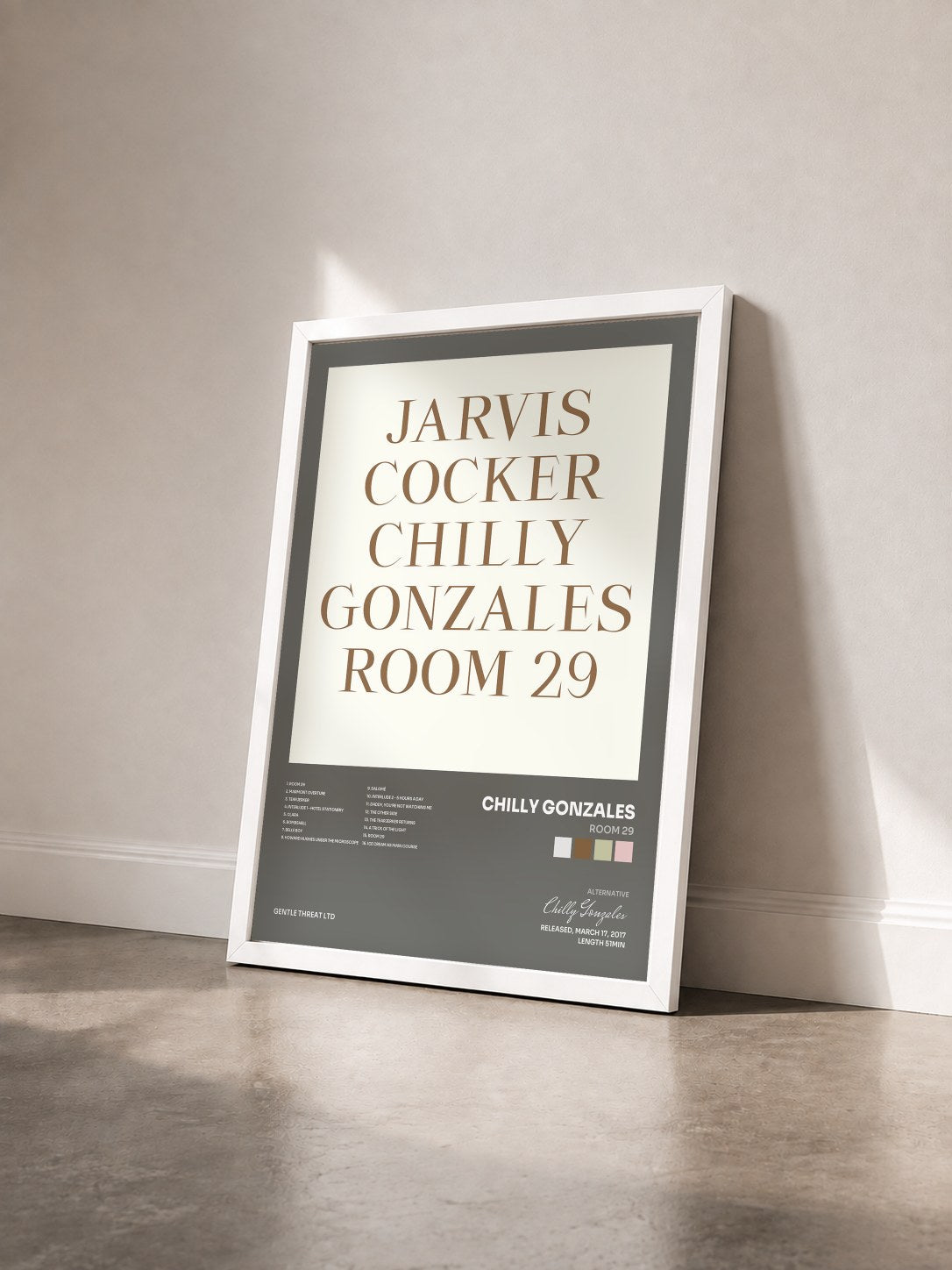 #blanc Tableau de l'album Room 29 de Chilly Gonzales vu de trois quarts, cadre blanc