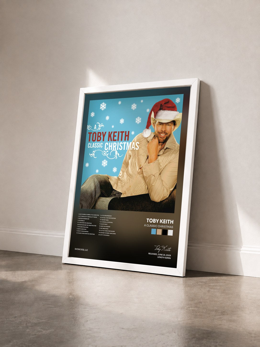 #blanc Tableau de l'album A Classic Christmas de Toby Keith vu de trois quarts, cadre blanc