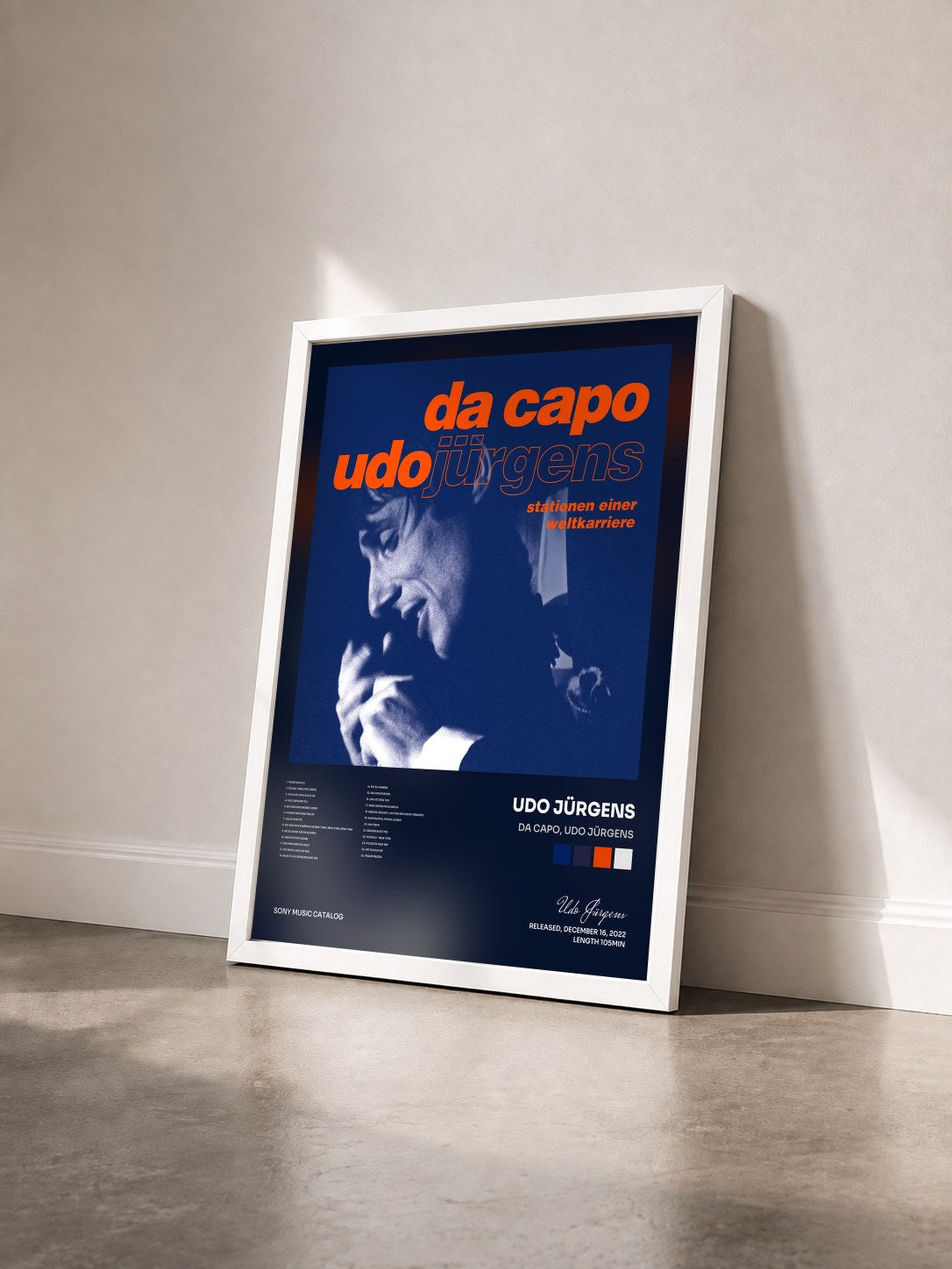 #blanc Tableau de l'album da capo, Udo Jürgens de Udo Jürgens vu de trois quarts, cadre blanc