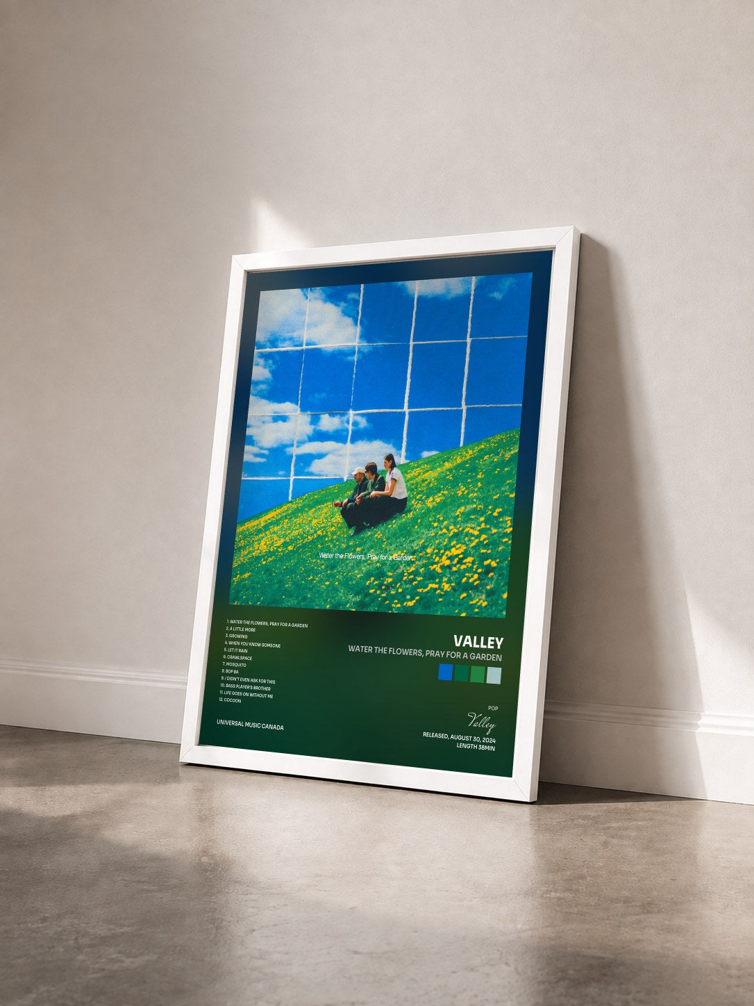 #blanc Tableau de l'album Water the Flowers, Pray for a Garden de Valley vu de trois quarts, cadre blanc