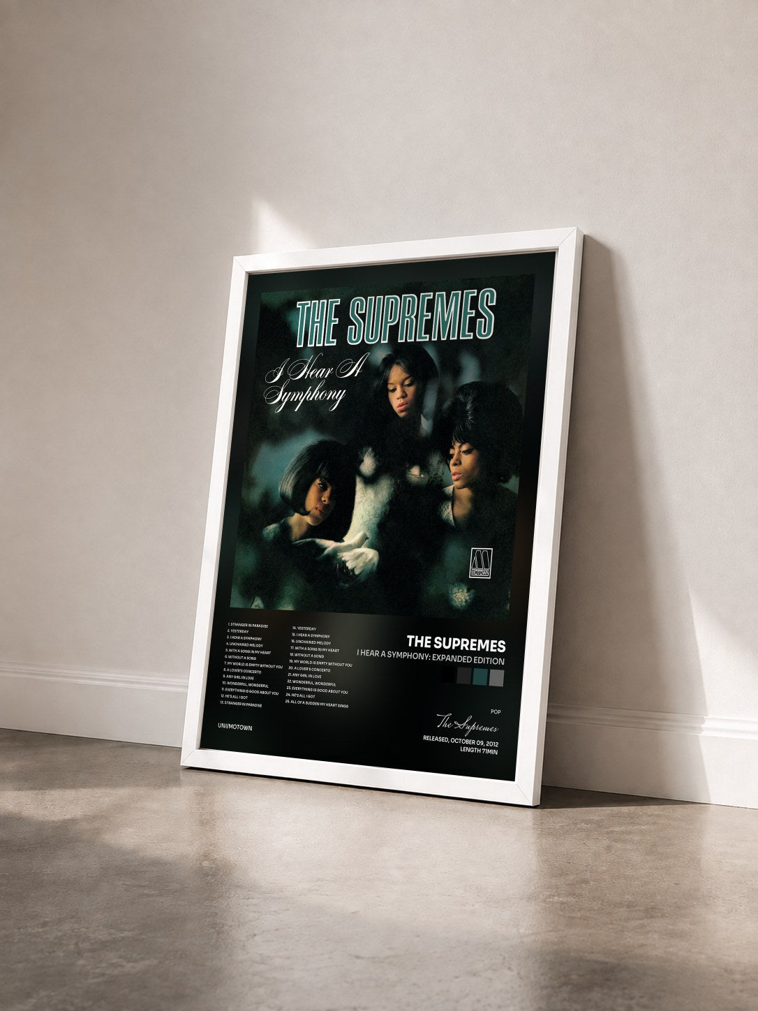#blanc Tableau de l'album I Hear A Symphony: Expanded Edition de The Supremes vu de trois quarts, cadre blanc