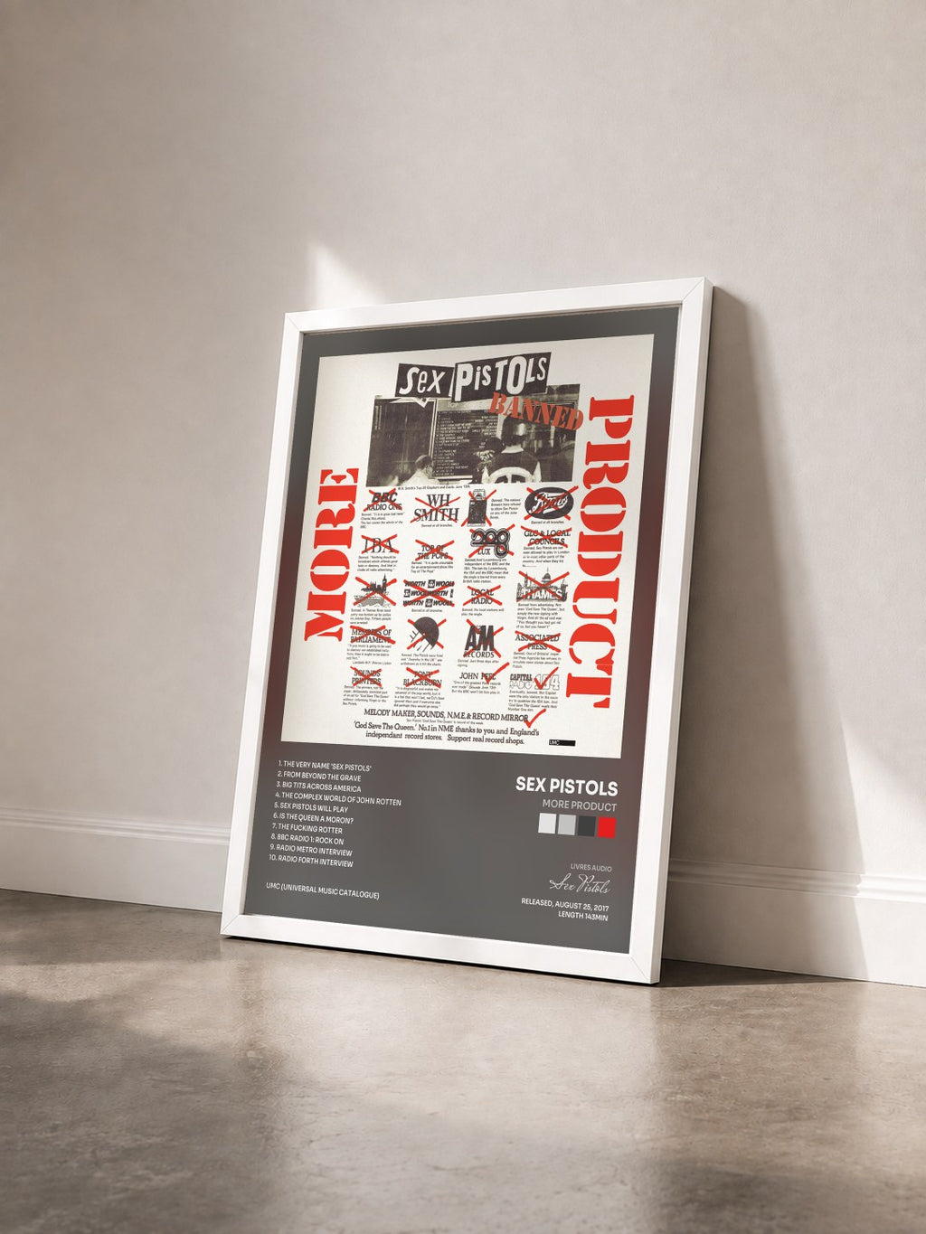 #blanc More Product by Sex Pistols as a framed art print seen at an angle, white frame