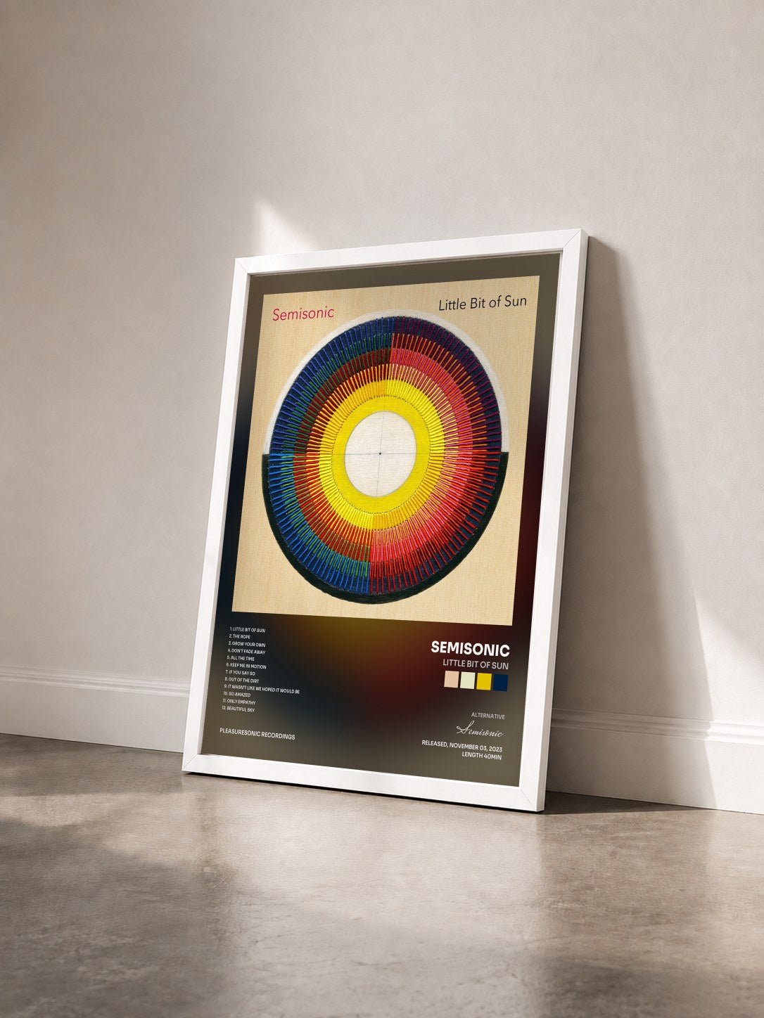 #blanc Tableau de l'album Little Bit of Sun de Semisonic vu de trois quarts, cadre blanc