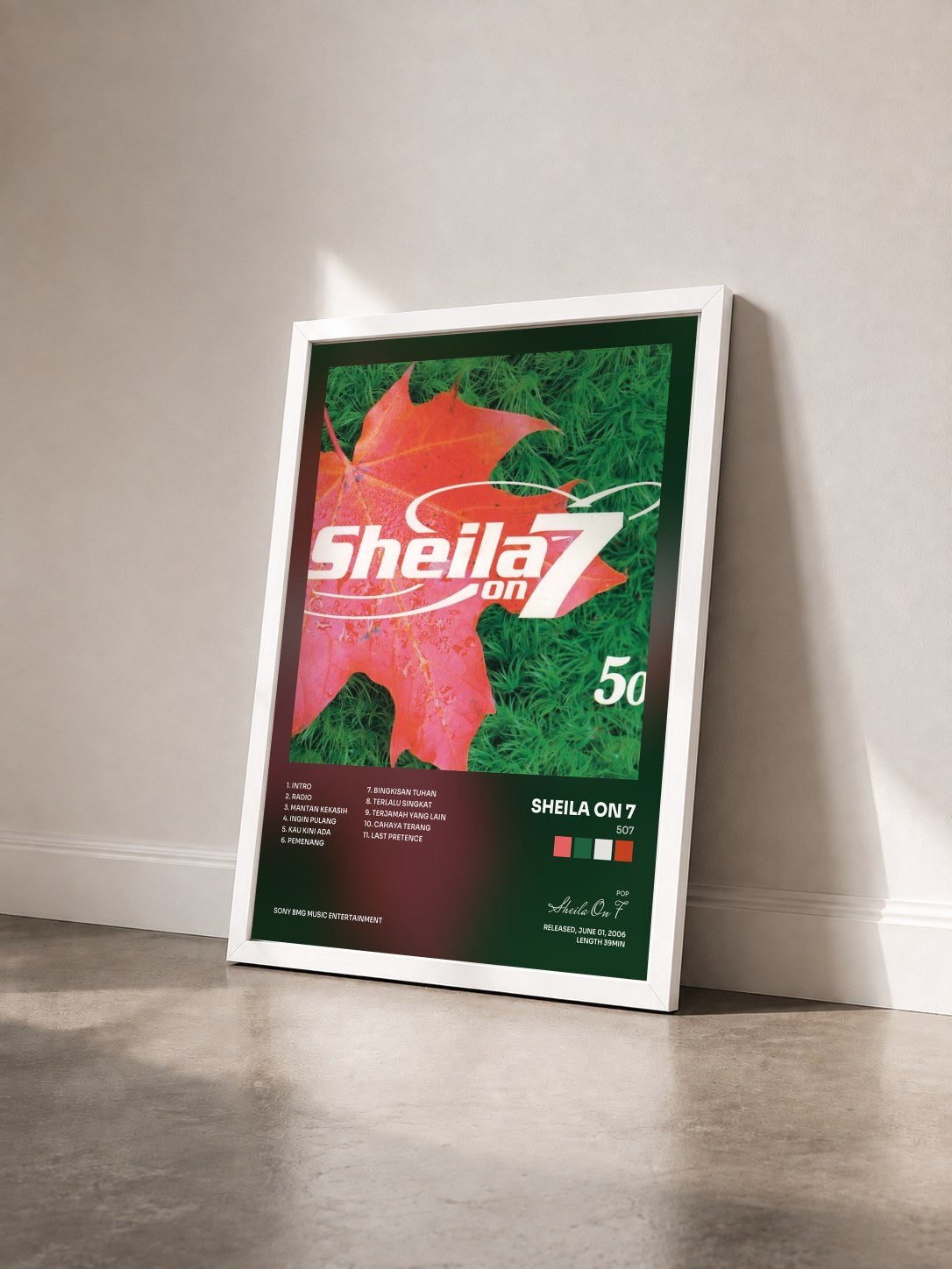 #blanc Tableau de l'album 507 de Sheila On 7 vu de trois quarts, cadre blanc