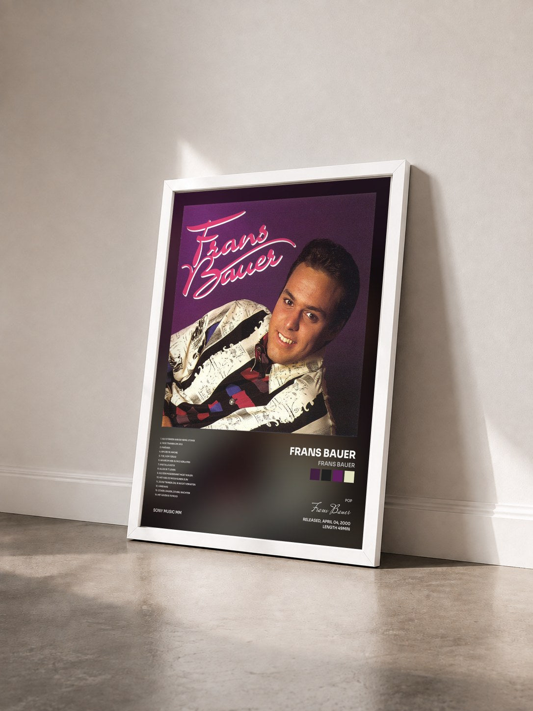 #blanc Tableau de l'album Frans Bauer de Frans Bauer vu de trois quarts, cadre blanc