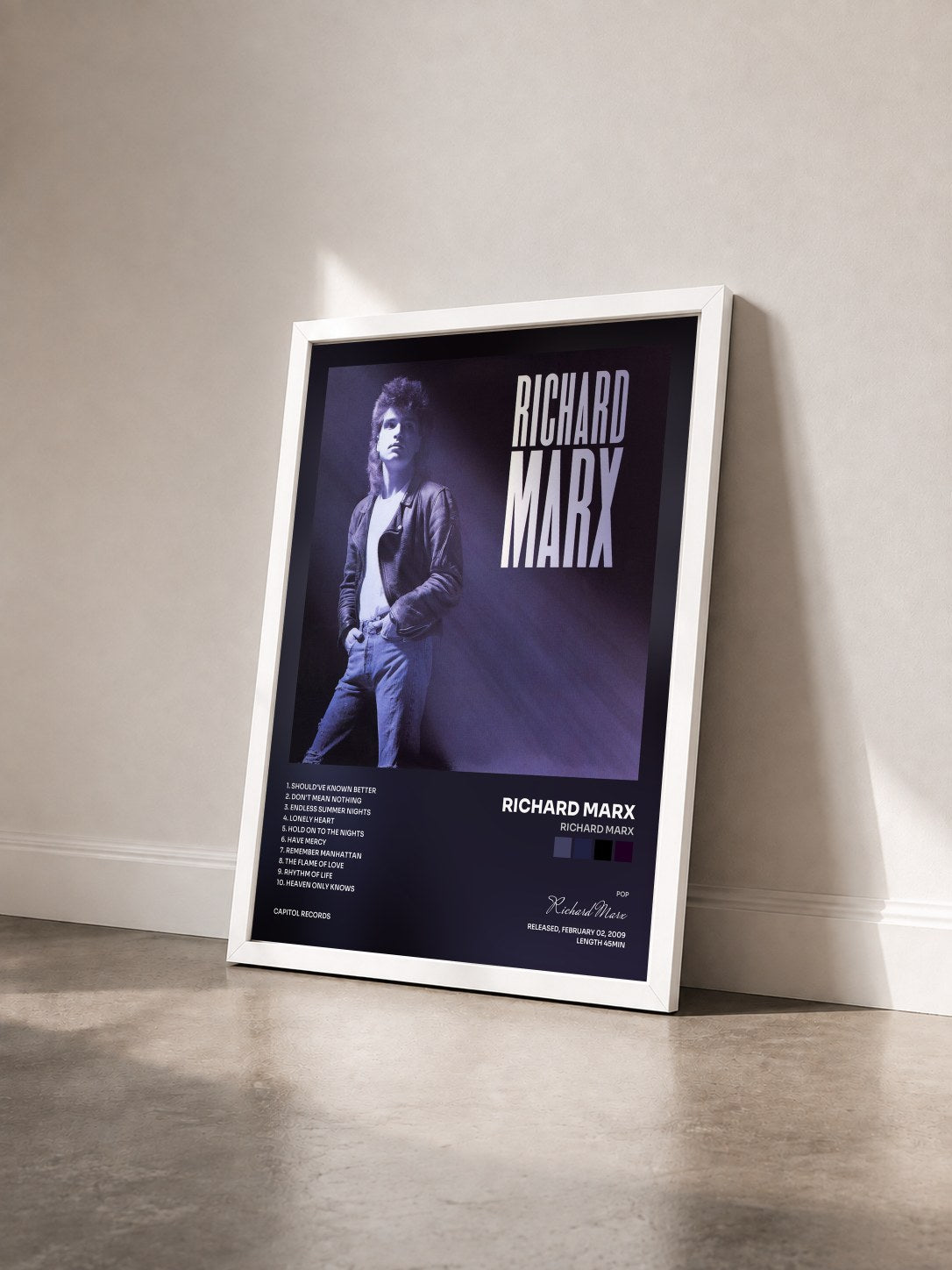 #blanc Tableau de l'album Richard Marx de Richard Marx vu de trois quarts, cadre blanc
