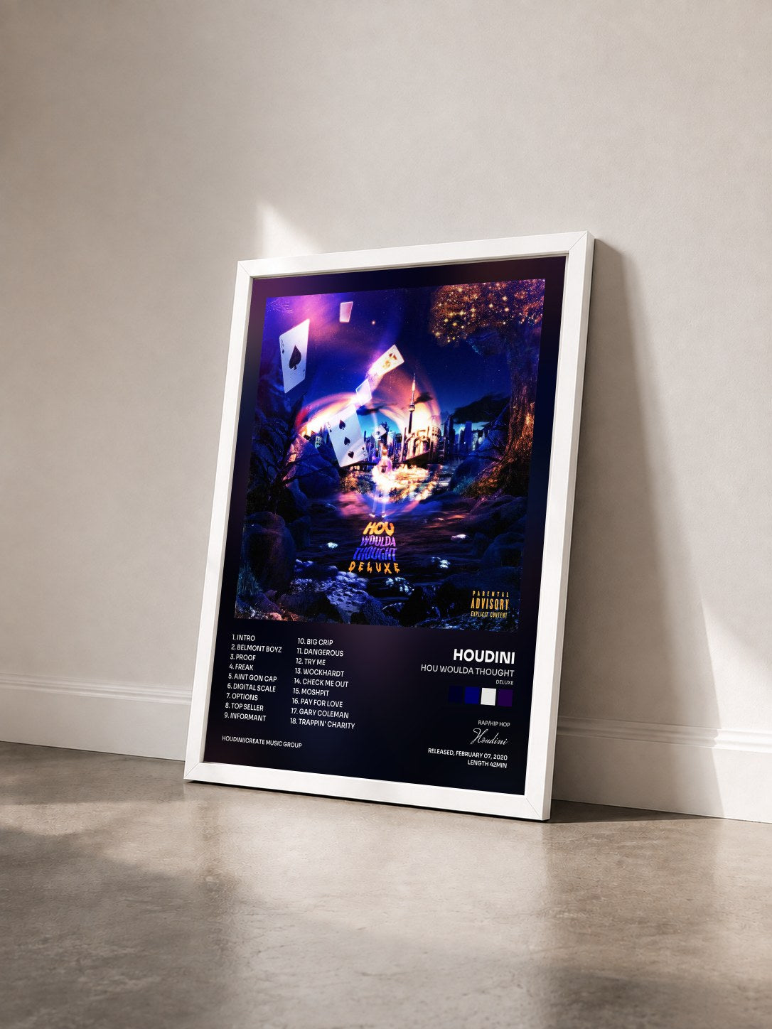 #blanc Tableau de l'album HOU WOULDA THOUGHT (DELUXE) de Houdini vu de trois quarts, cadre blanc