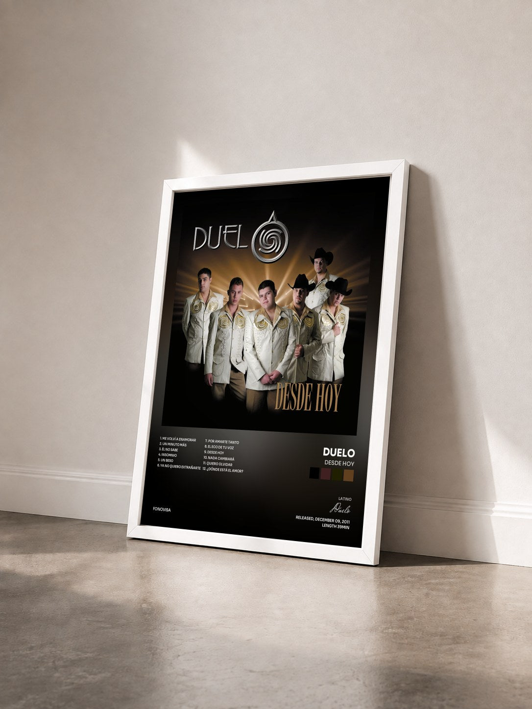 #blanc Tableau de l'album Desde Hoy de Duelo vu de trois quarts, cadre blanc