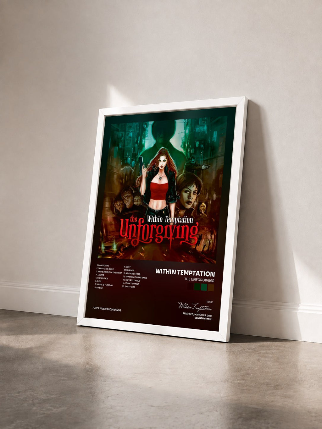 #blanc Tableau de l'album The Unforgiving de Within Temptation vu de trois quarts, cadre blanc