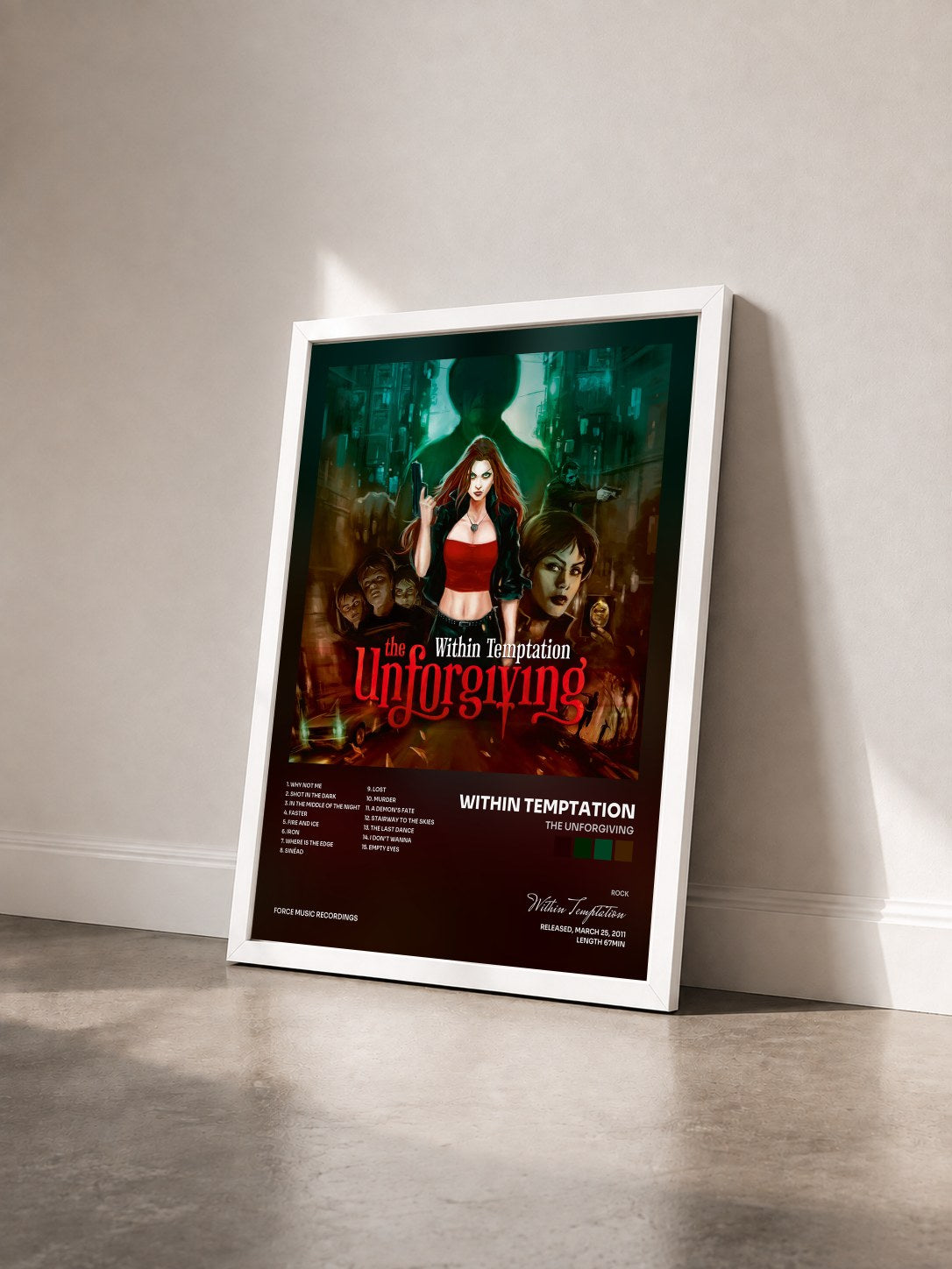 #blanc Tableau de l'album The Unforgiving de Within Temptation vu de trois quarts, cadre blanc