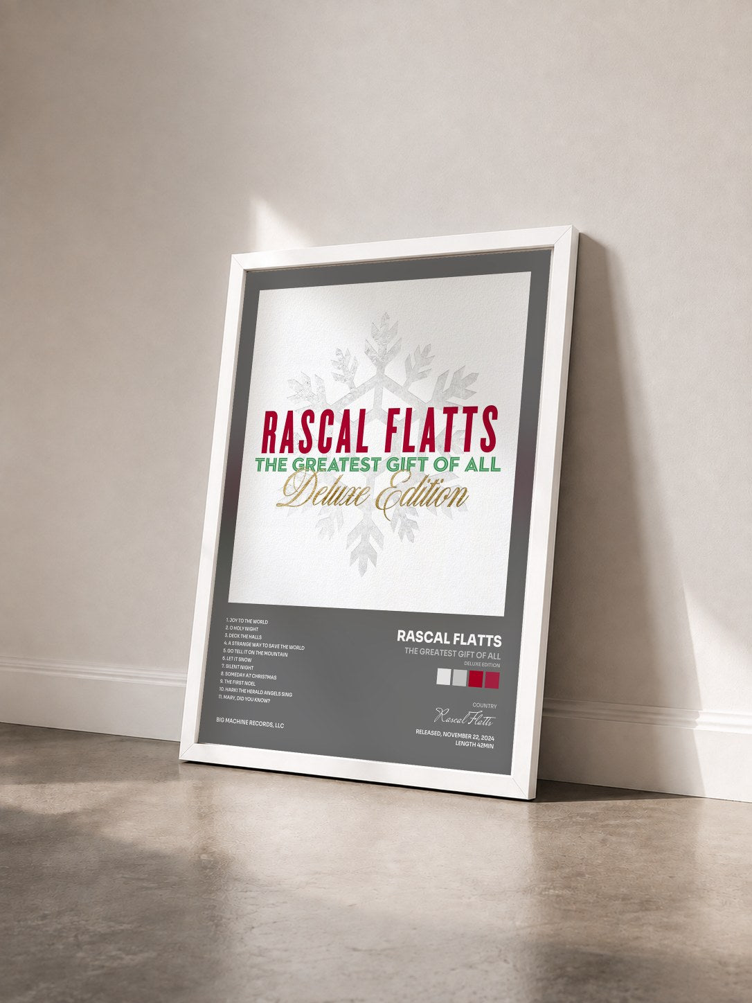 #blanc Tableau de l'album The Greatest Gift Of All (Deluxe Edition) de Rascal Flatts vu de trois quarts, cadre blanc