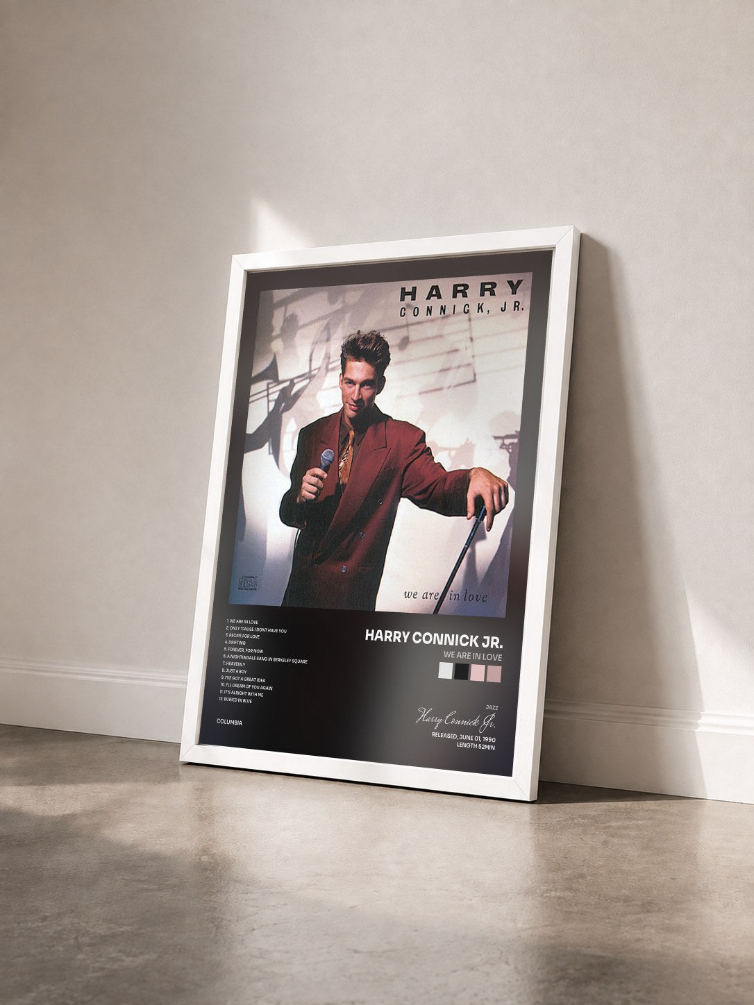 #blanc Tableau de l'album We Are In Love de Harry Connick Jr. vu de trois quarts, cadre blanc