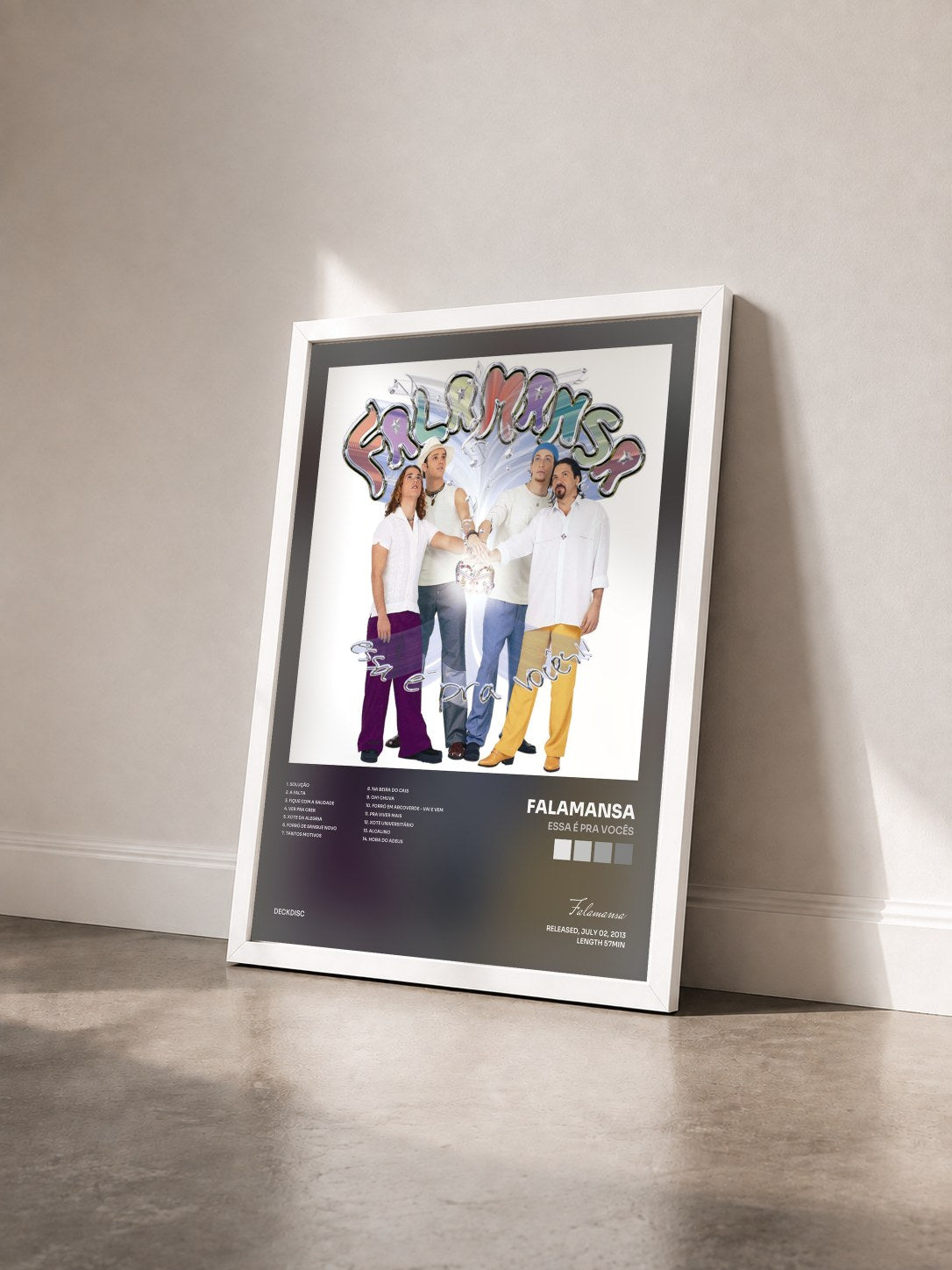#blanc Tableau de l'album Essa É Pra Vocês de Falamansa vu de trois quarts, cadre blanc