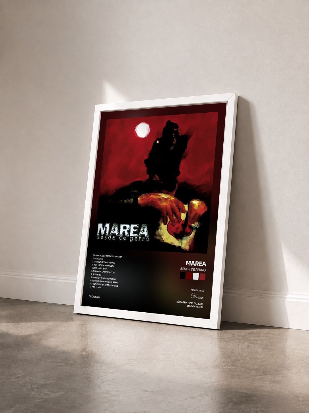#blanc Tableau de l'album Besos de Perro de Marea vu de trois quarts, cadre blanc