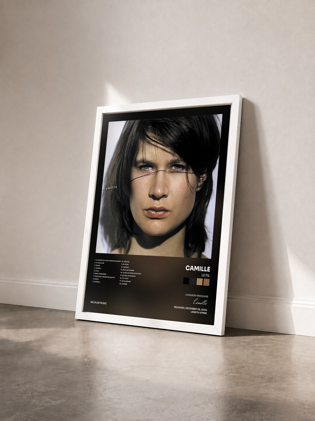 #blanc Tableau de l'album Le fil de Camille vu de trois quarts, cadre blanc