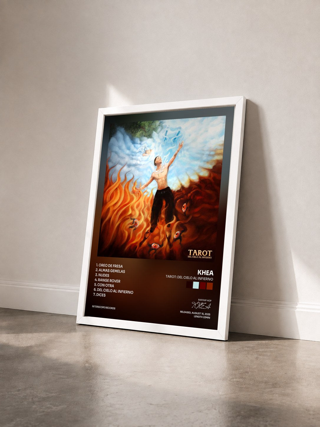 #blanc Tableau de l'album TAROT: Del cielo al infierno de KHEA vu de trois quarts, cadre blanc