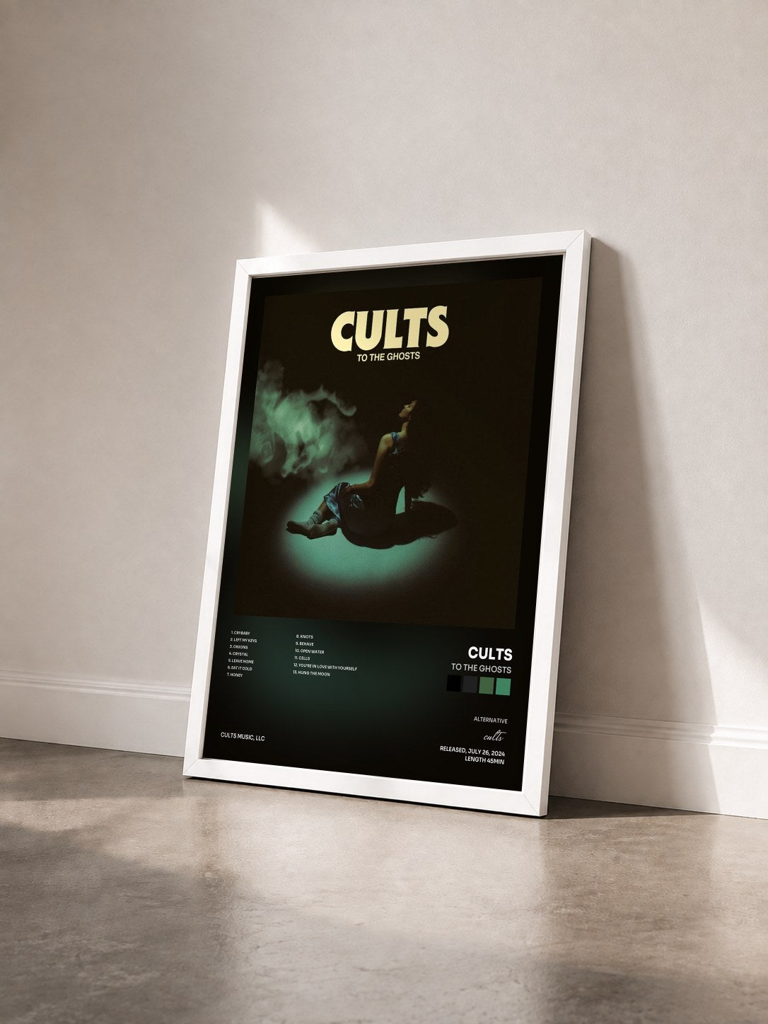 #blanc Tableau de l'album To the Ghosts de cults vu de trois quarts, cadre blanc
