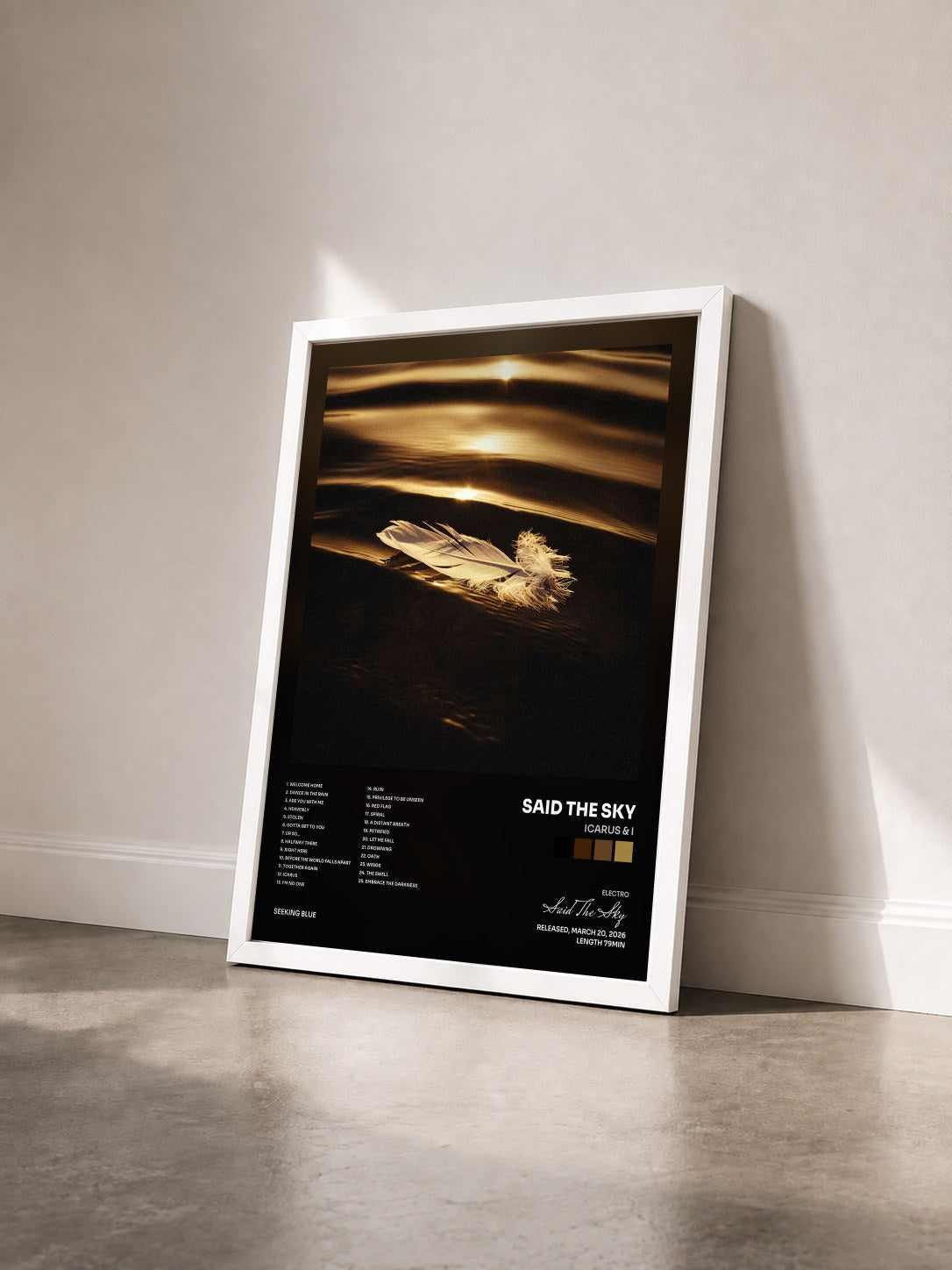 #blanc Tableau de l'album Icarus & I de Said The Sky vu de trois quarts, cadre blanc