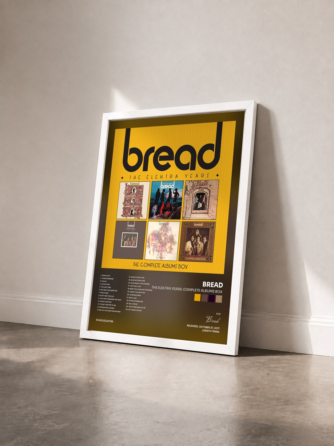 #blanc Tableau de l'album The Elektra Years: Complete Albums Box de Bread vu de trois quarts, cadre blanc