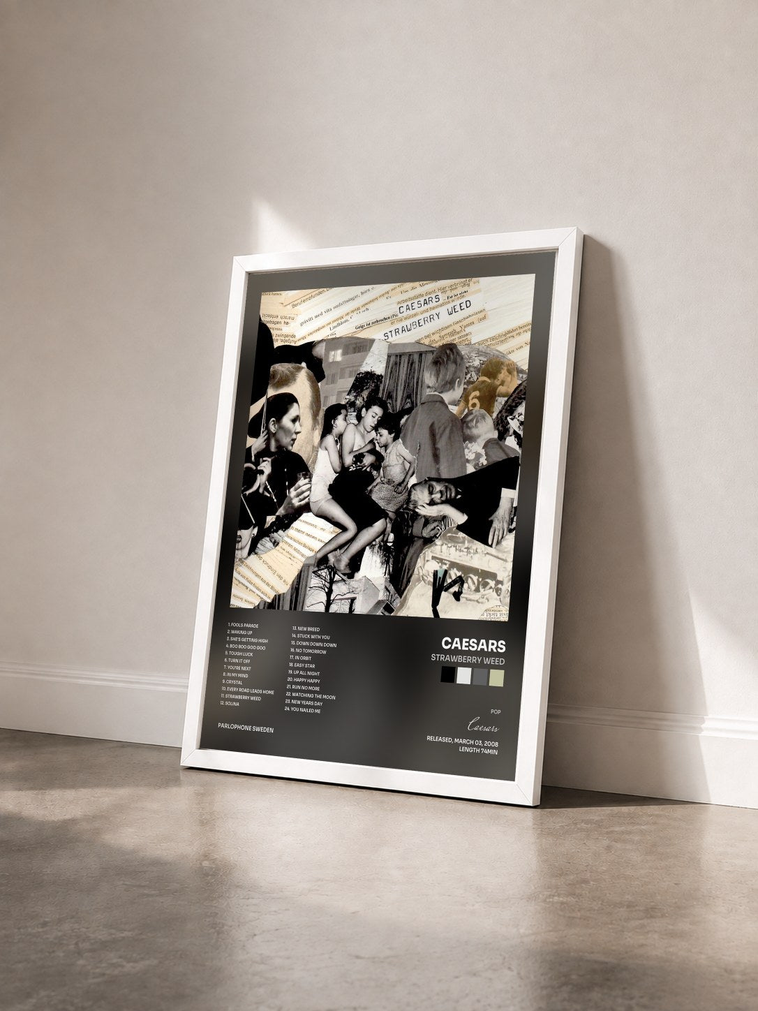 #blanc Tableau de l'album Strawberry Weed de Caesars vu de trois quarts, cadre blanc