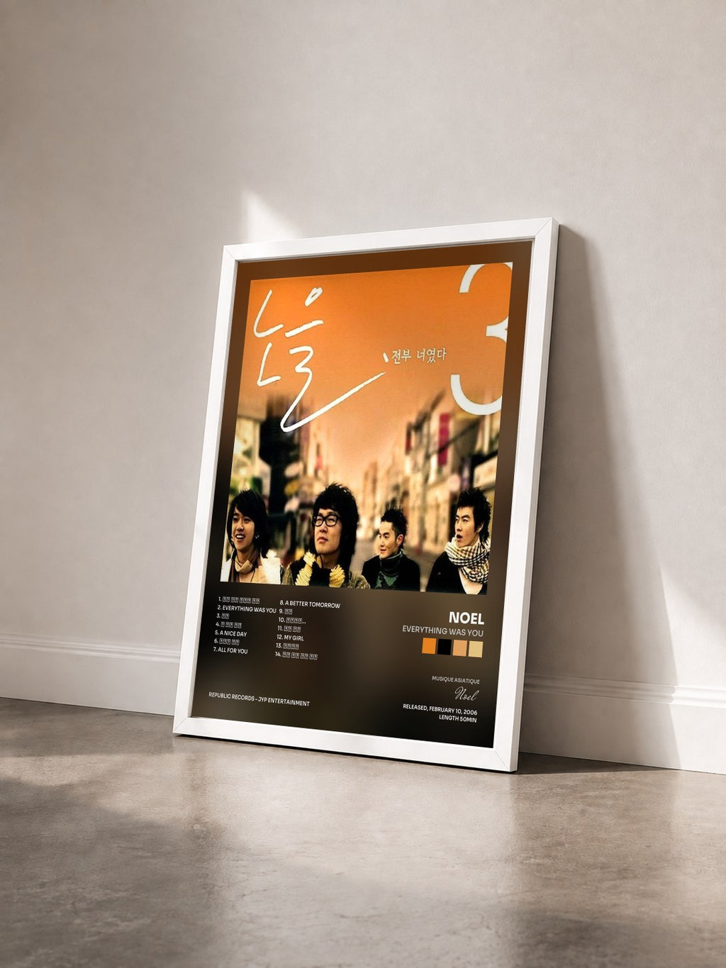 #blanc Tableau de l'album Everything was You de Noel vu de trois quarts, cadre blanc