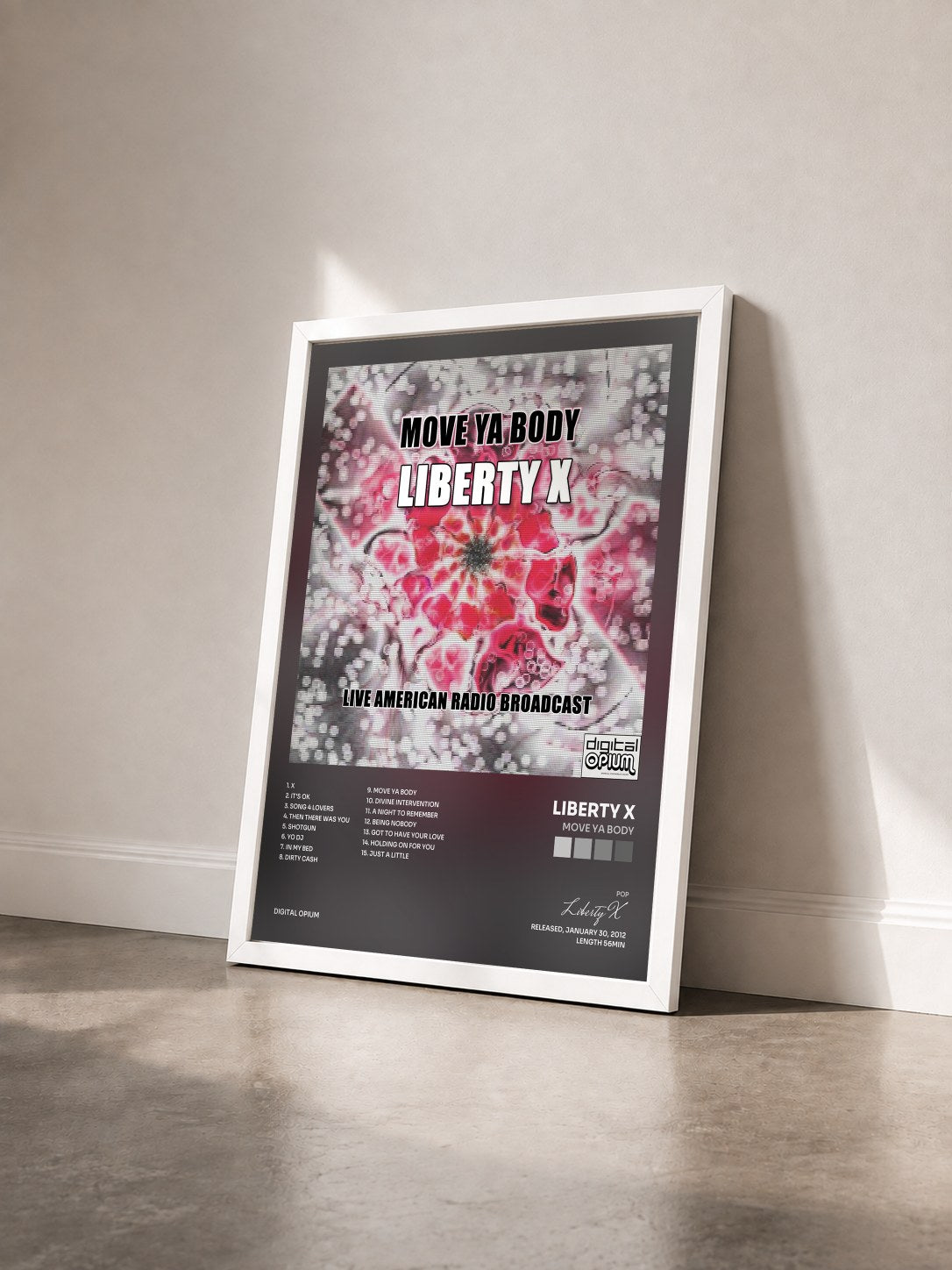 #blanc Tableau de l'album Move Ya Body de Liberty X vu de trois quarts, cadre blanc