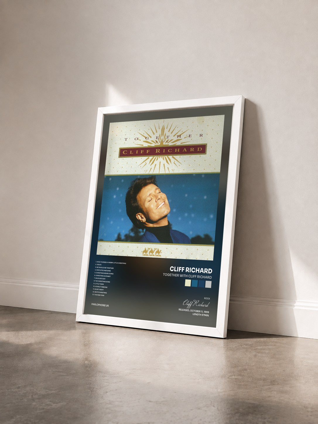 #blanc Tableau de l'album Together With Cliff Richard de Cliff Richard vu de trois quarts, cadre blanc