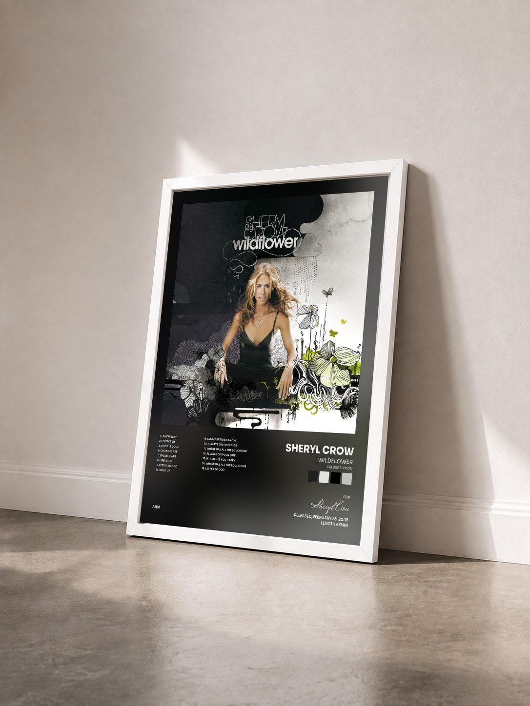#blanc Tableau de l'album Wildflower (Deluxe Edition) de Sheryl Crow vu de trois quarts, cadre blanc