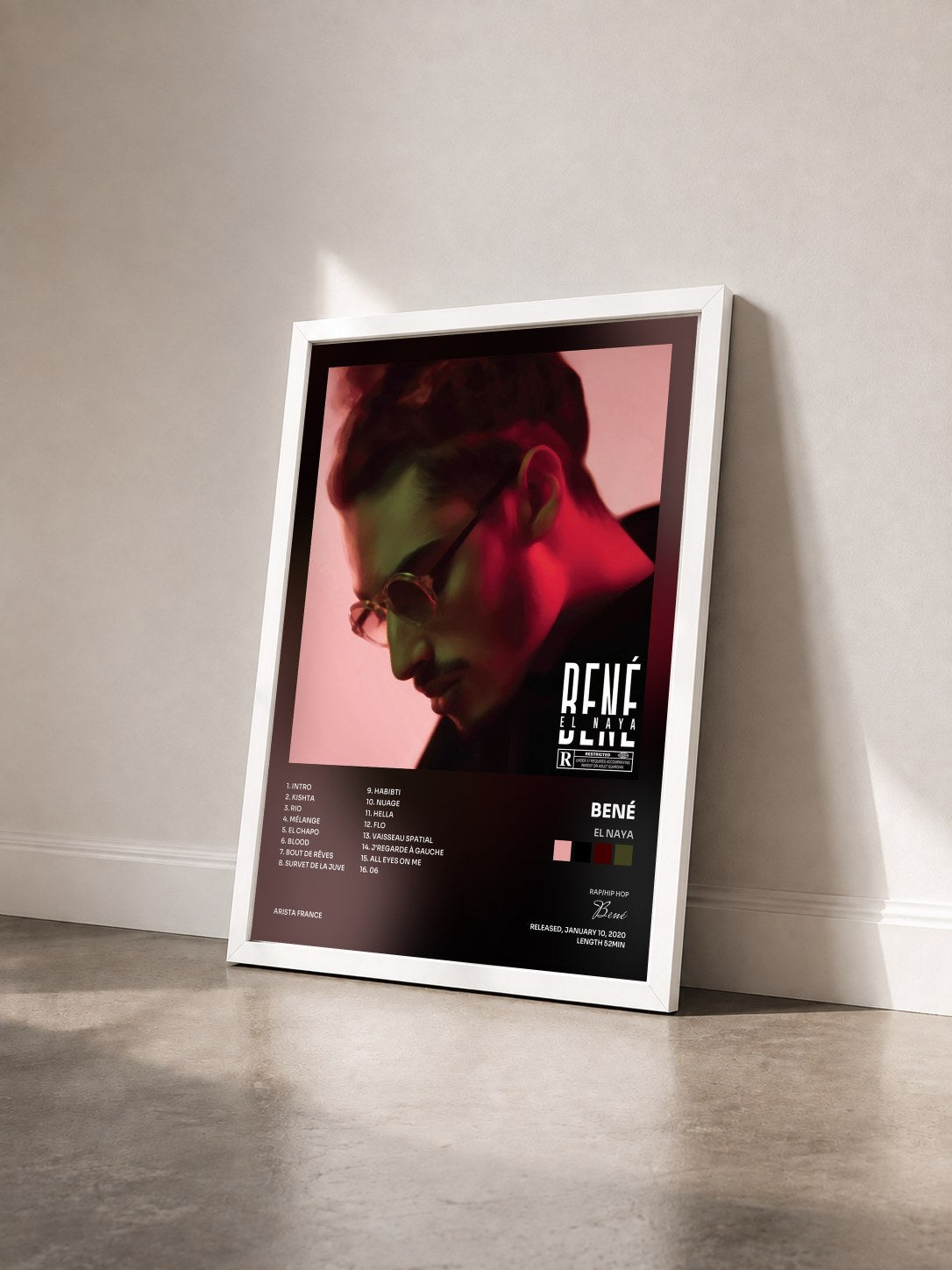 #blanc Tableau de l'album El Naya de Bené vu de trois quarts, cadre blanc