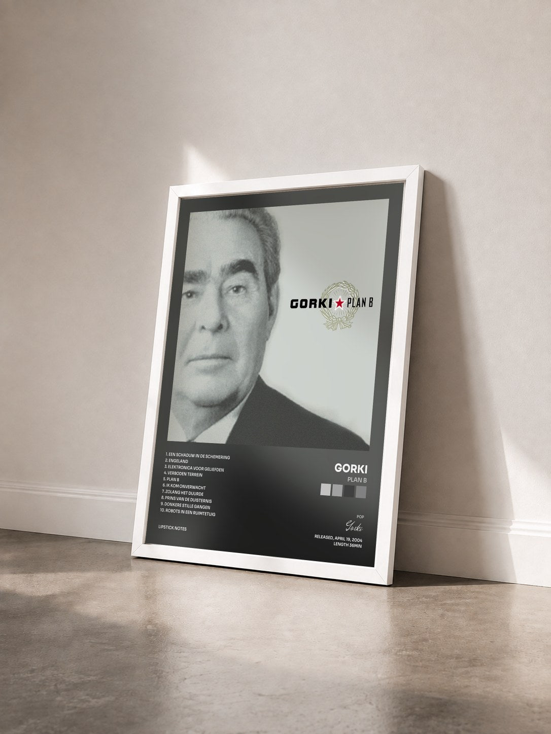 #blanc Tableau de l'album Plan B de Gorki vu de trois quarts, cadre blanc