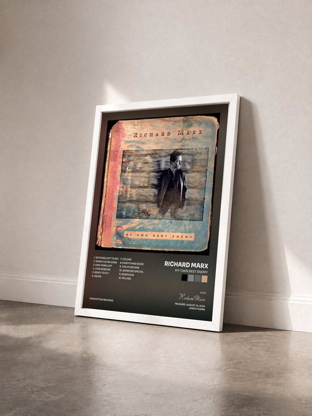 #blanc Tableau de l'album My Own Best Enemy de Richard Marx vu de trois quarts, cadre blanc
