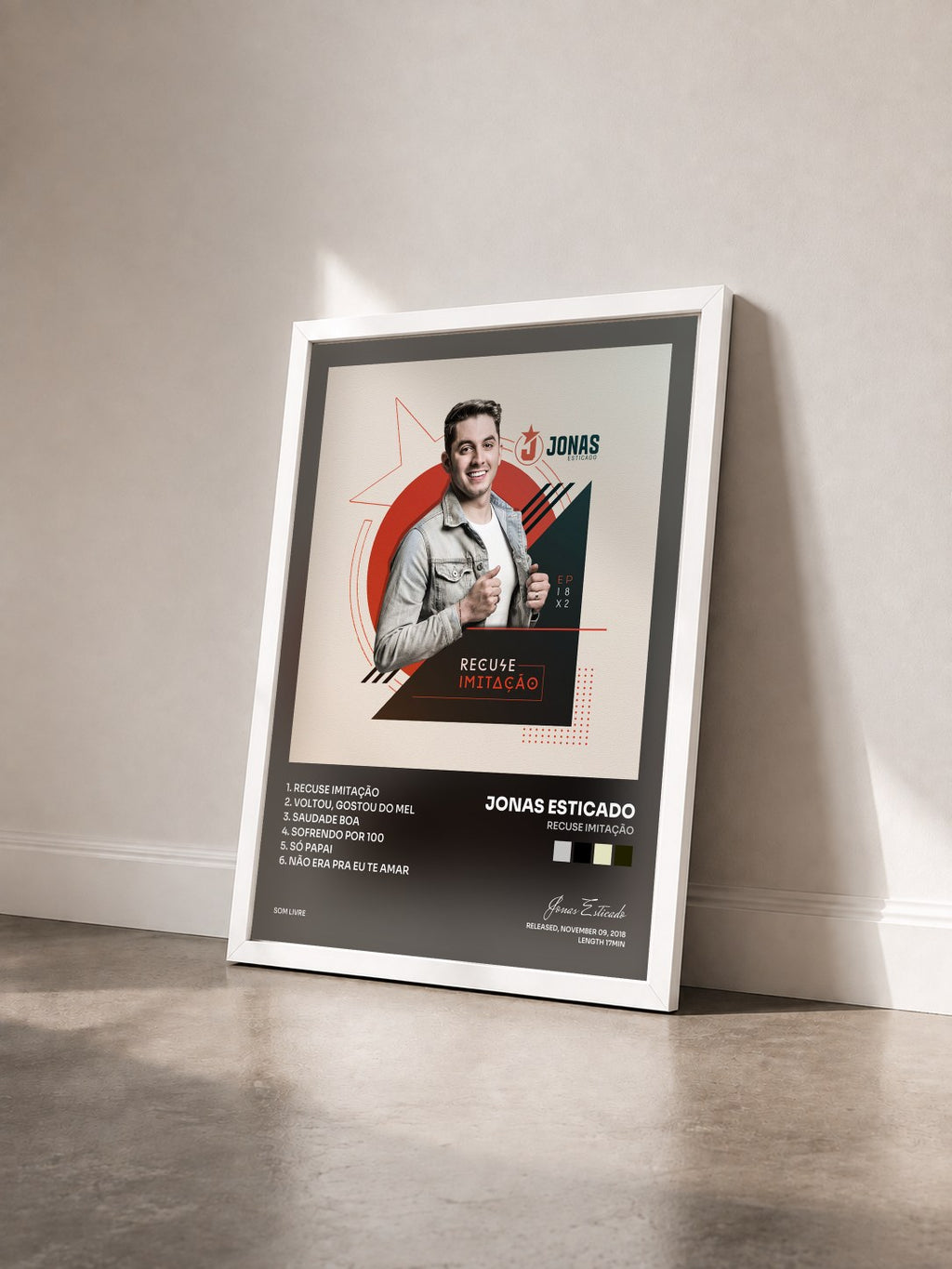 #blanc Tableau de l'album Recuse Imitação de Jonas Esticado vu de trois quarts, cadre blanc