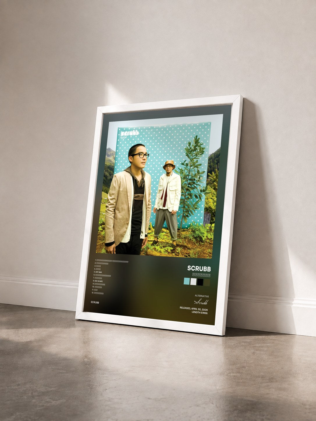 #blanc Tableau de l'album ชุดเล็ก de Scrubb vu de trois quarts, cadre blanc