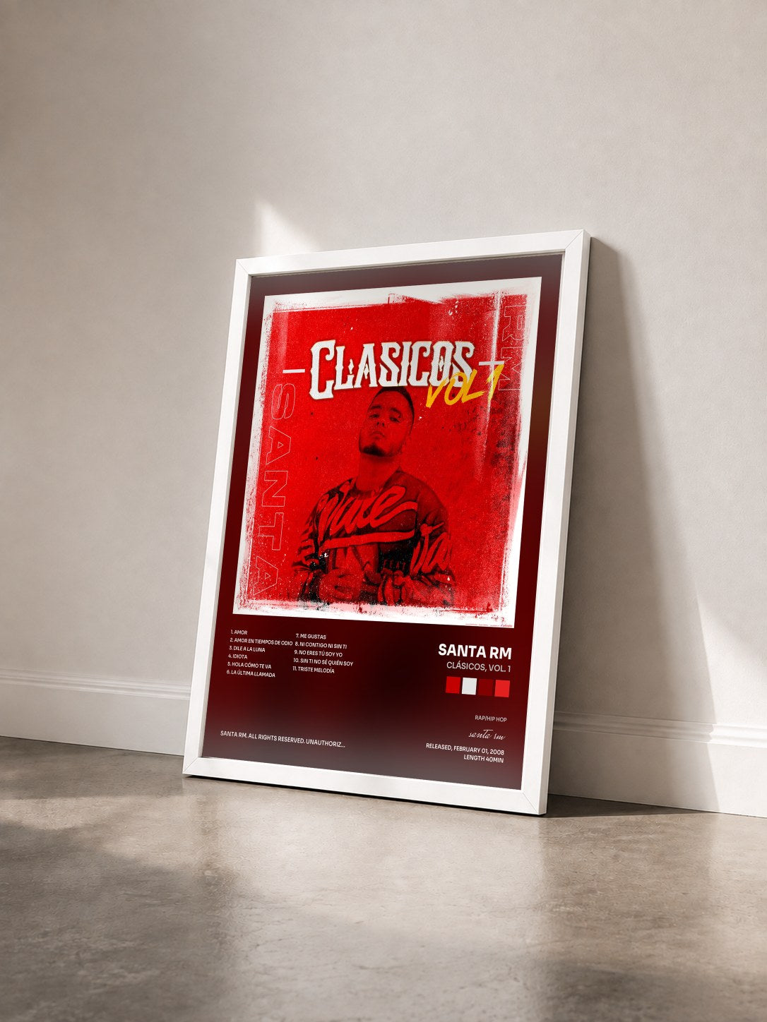 #blanc Tableau de l'album Clásicos, Vol. 1 de santa rm vu de trois quarts, cadre blanc