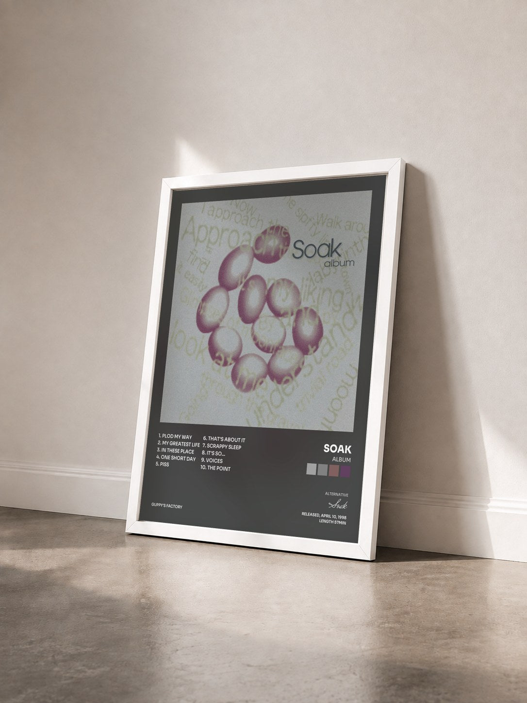 #blanc Tableau de l'album album de Soak vu de trois quarts, cadre blanc