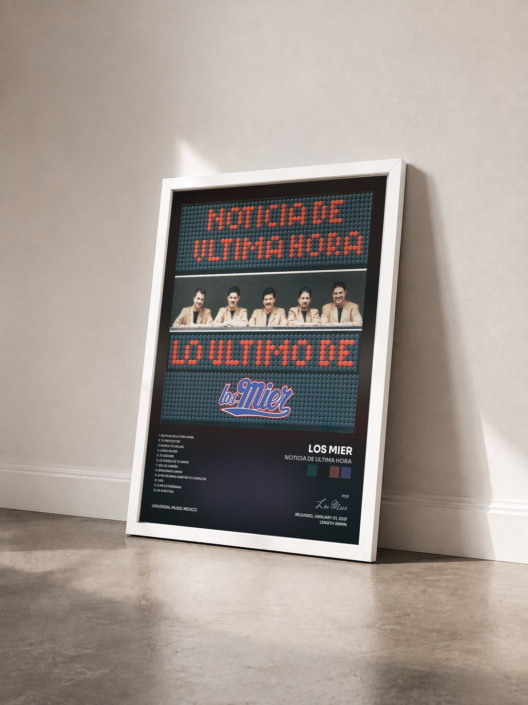 #blanc Tableau de l'album Noticia De Ultima Hora de Los Mier vu de trois quarts, cadre blanc